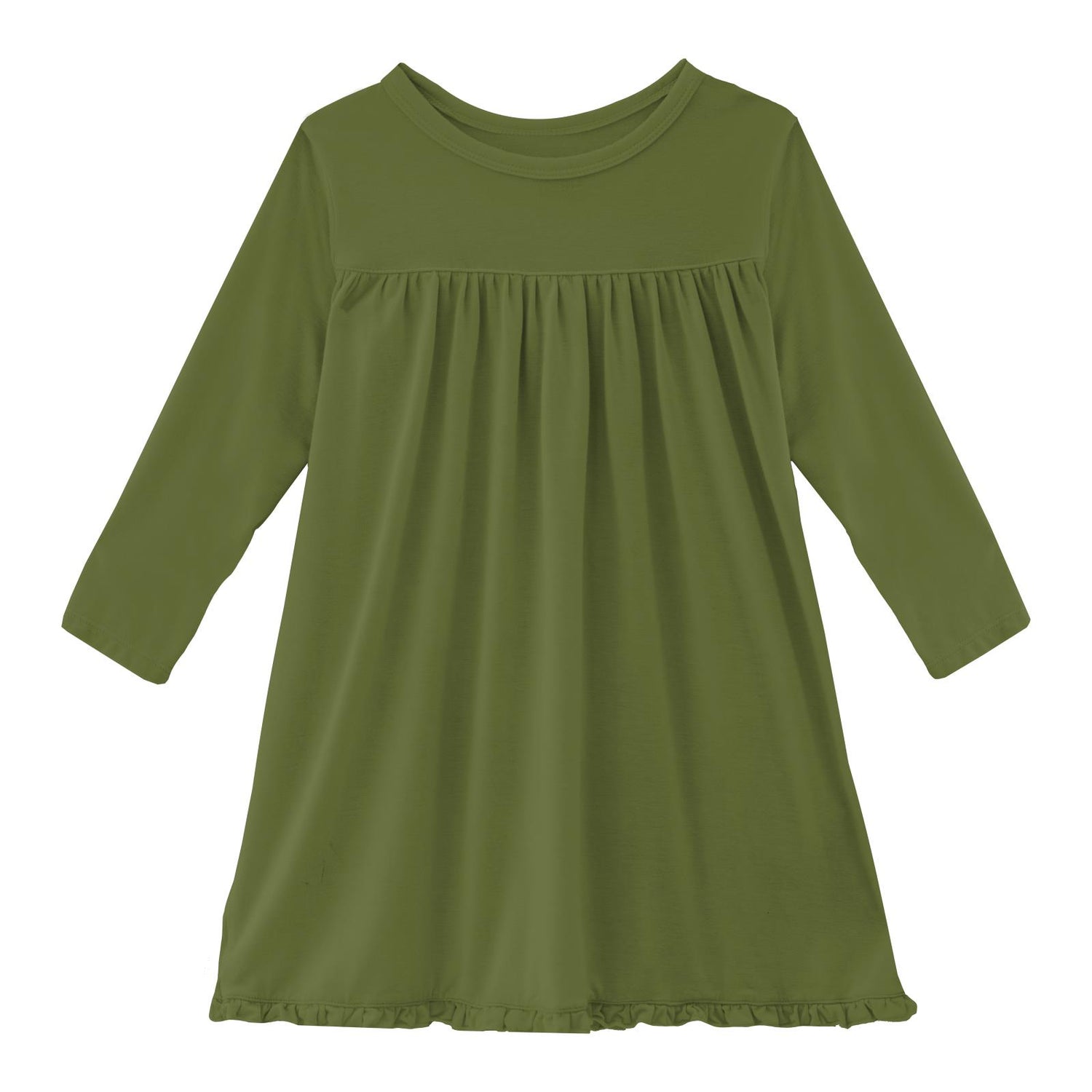 Classic Long Sleeve Swing Dress in Moss