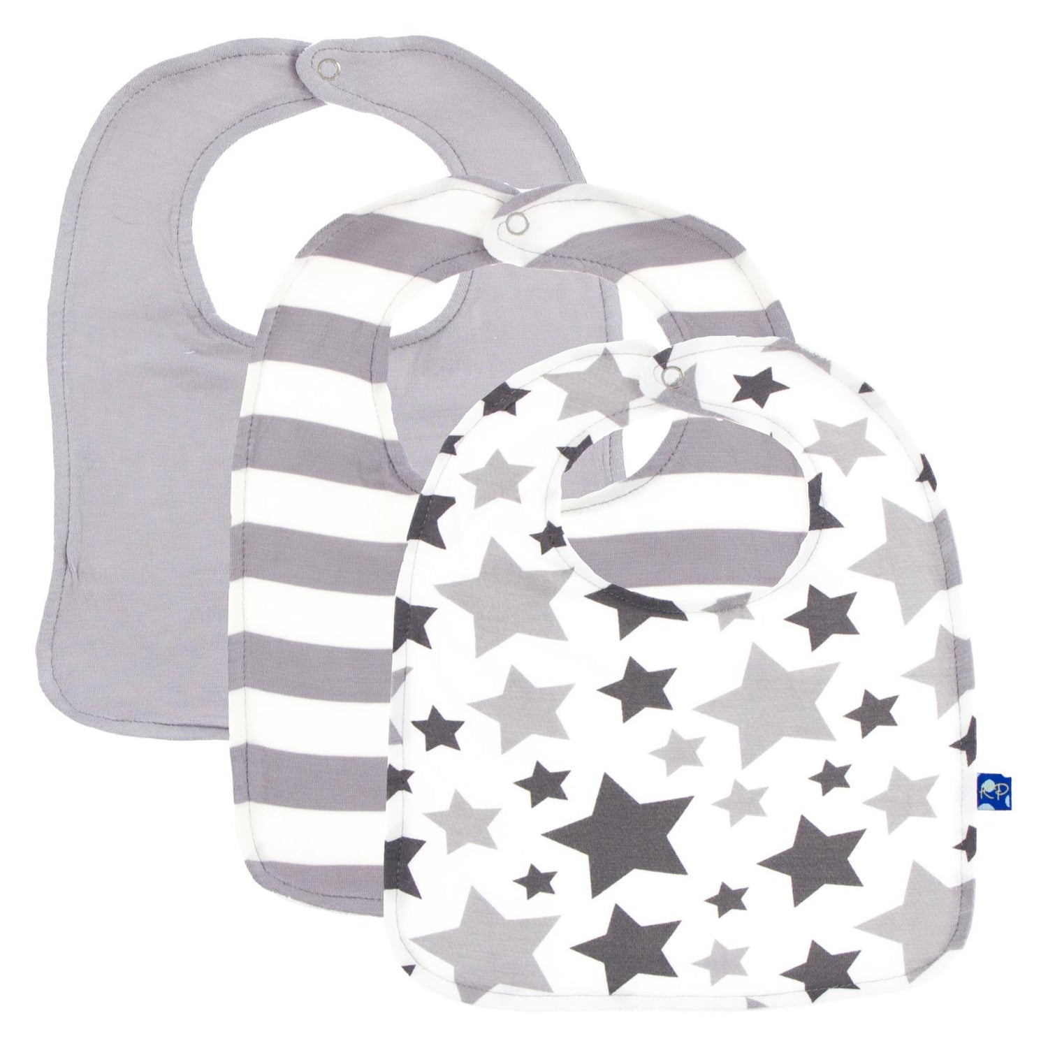 Bib Set in Feather/Rain Stars  Feather & Feather Contrast Stripe