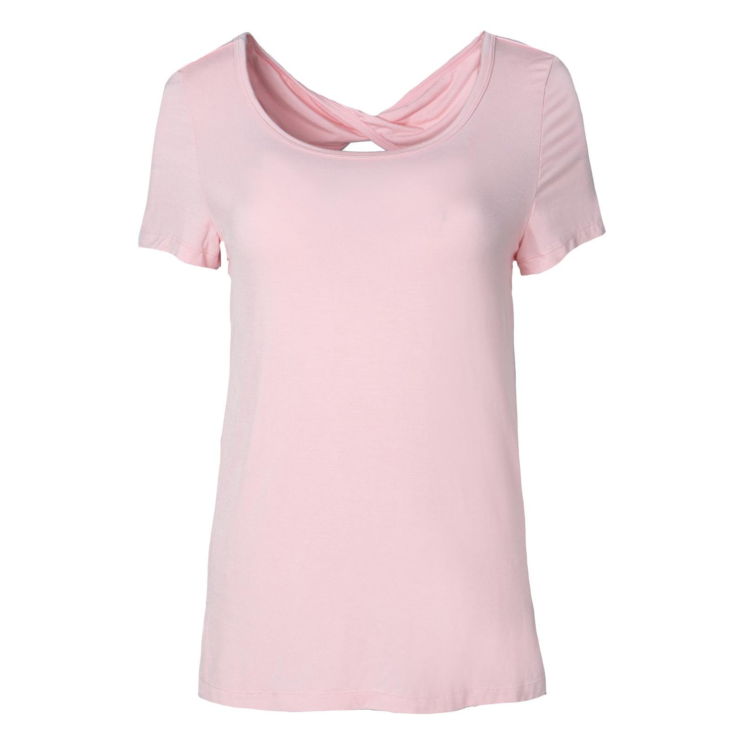 Women's Short Sleeve Twist-Back Tee in Cake Pop