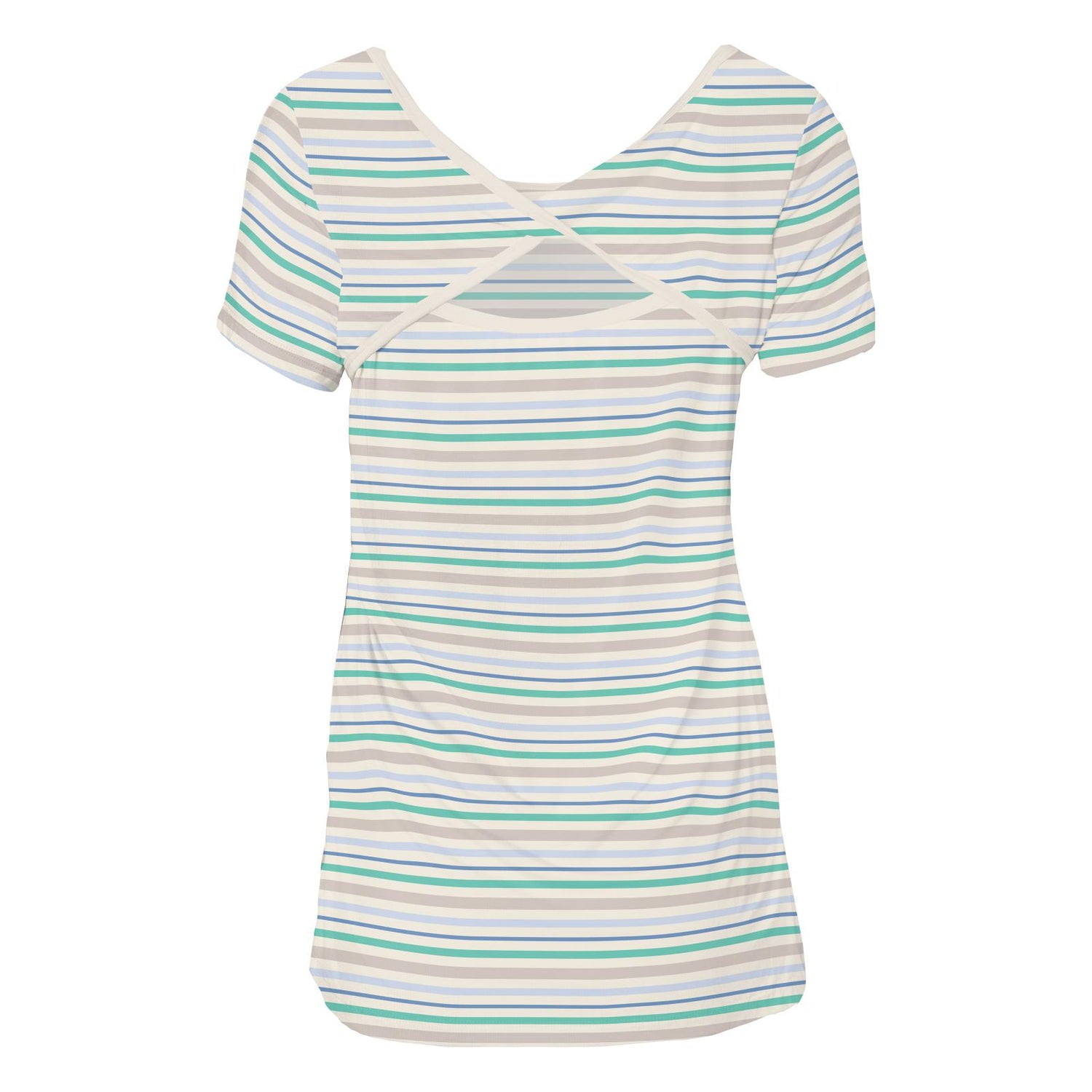 Women's Print Short Sleeve Twist-Back Tee in Mythical Stripe