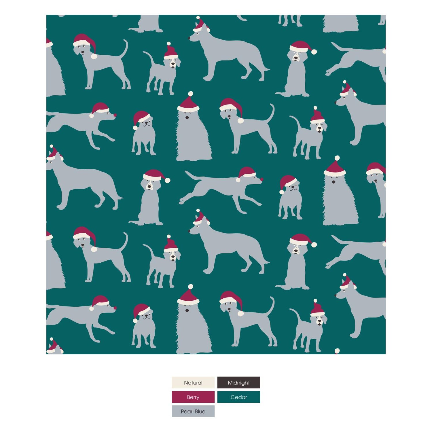 Print Footie with 2 Way Zipper in Cedar Santa Dogs