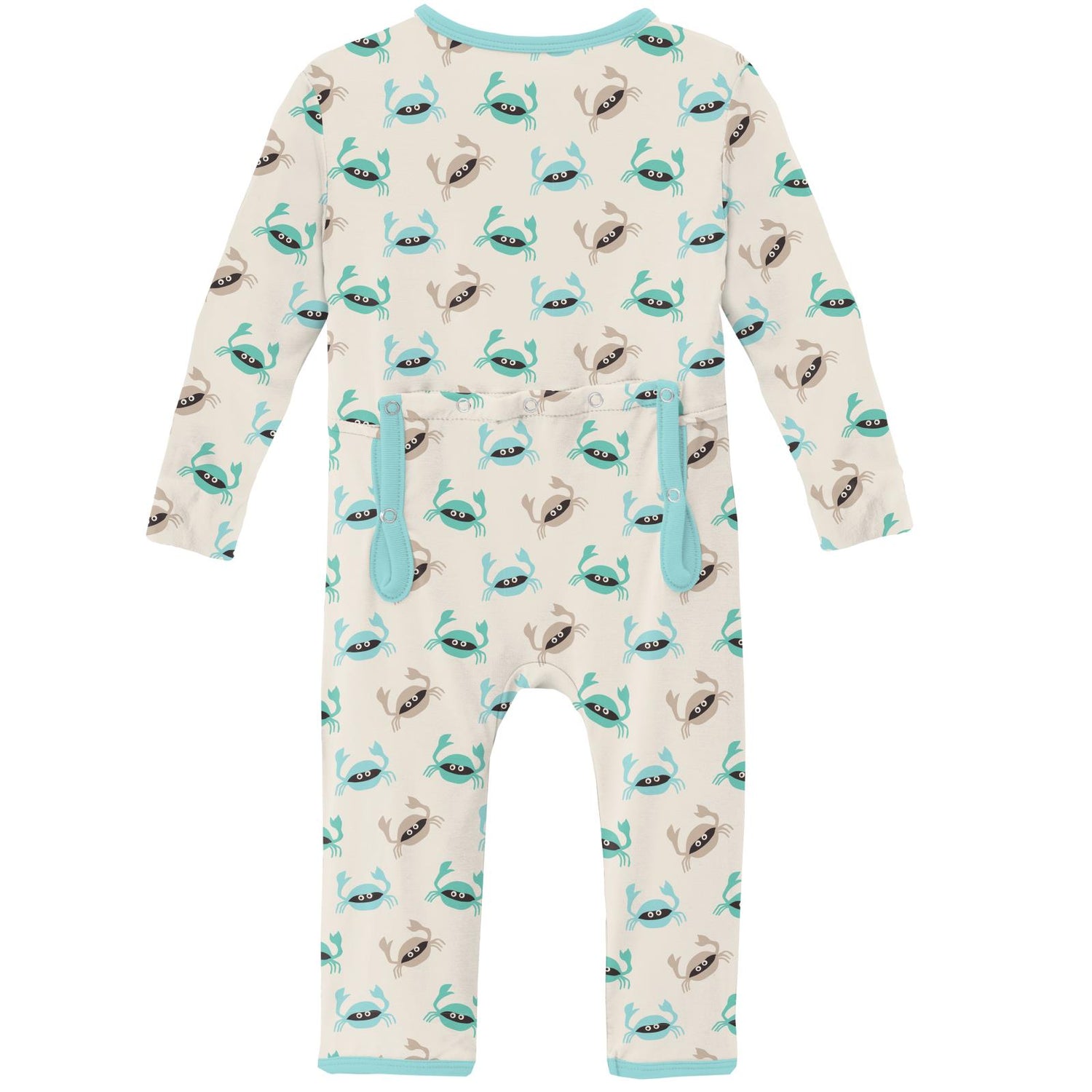 Print Coverall with Zipper in Natural Crabs