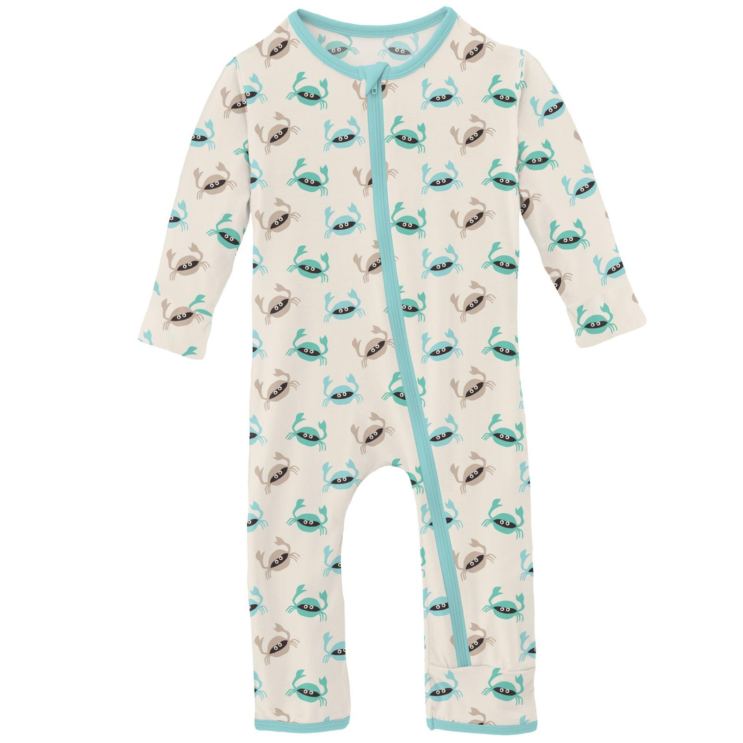 Print Coverall with Zipper in Natural Crabs