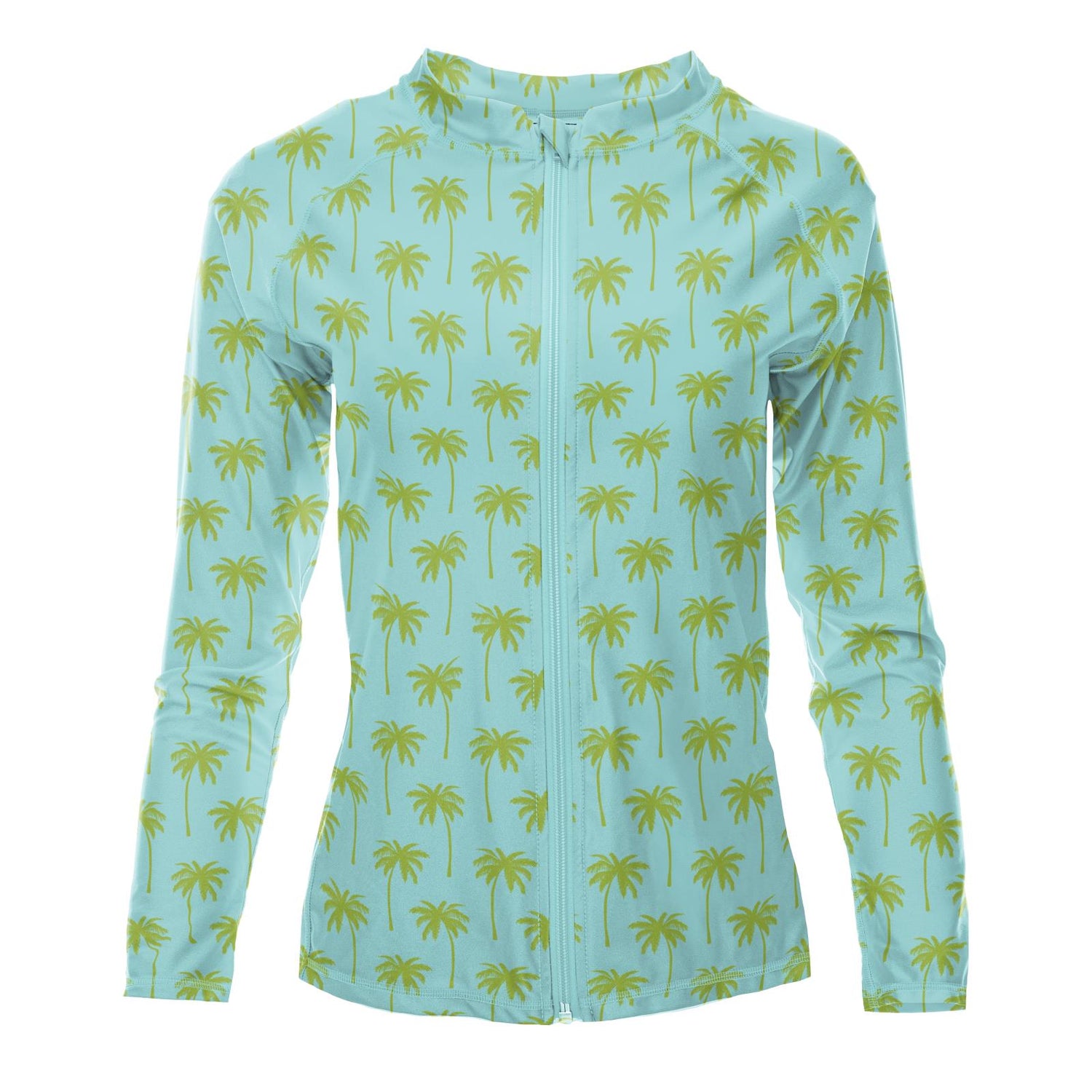 Women's Print Long Sleeve Swim and Sun Cover Up in Summer Sky Palm Trees