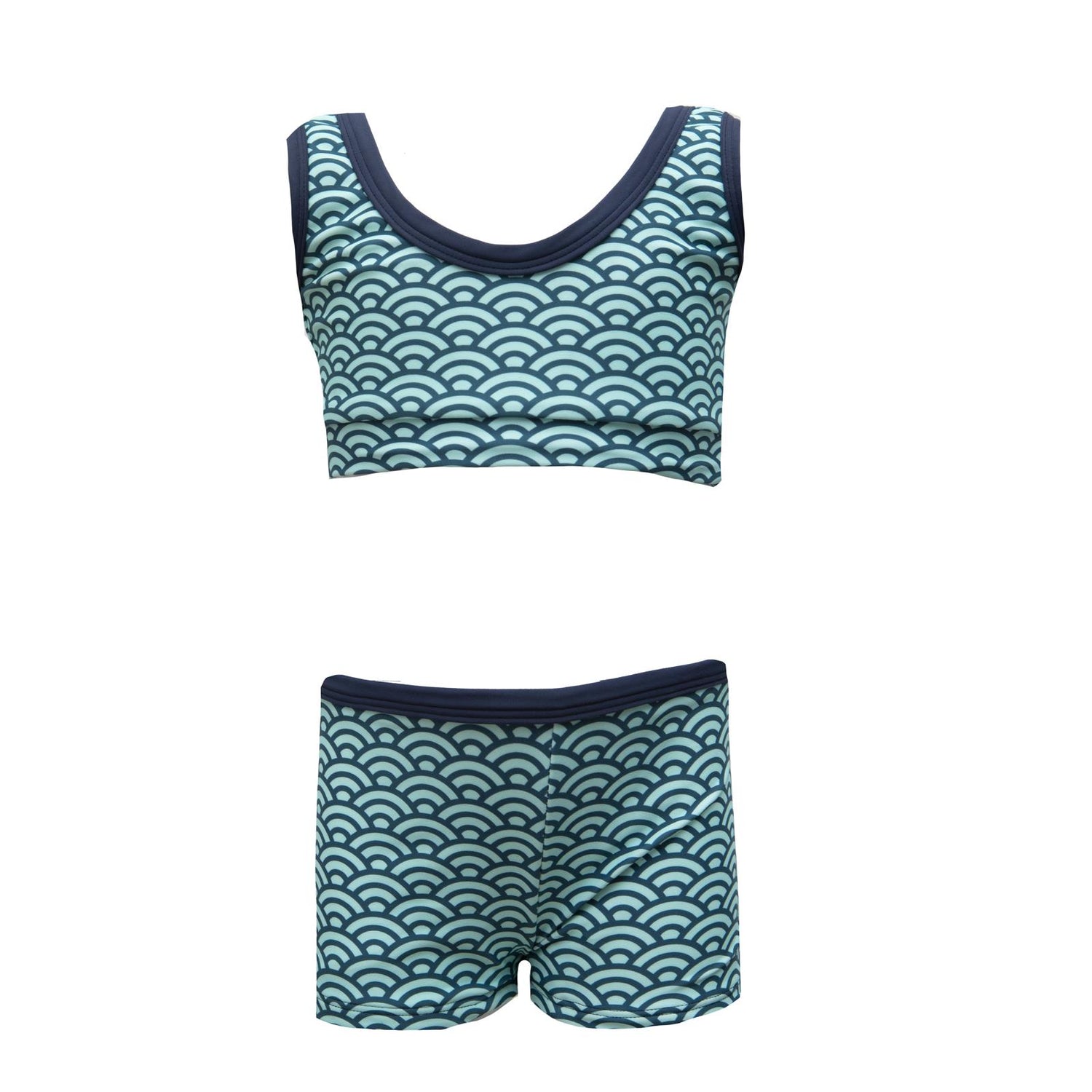 Print 2-Piece Sport Bathing Suit in Summer Sky Waves