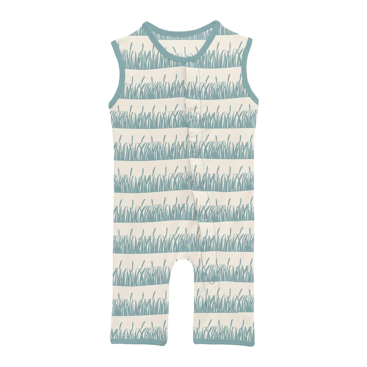 Print Tank Romper in Natural Grass