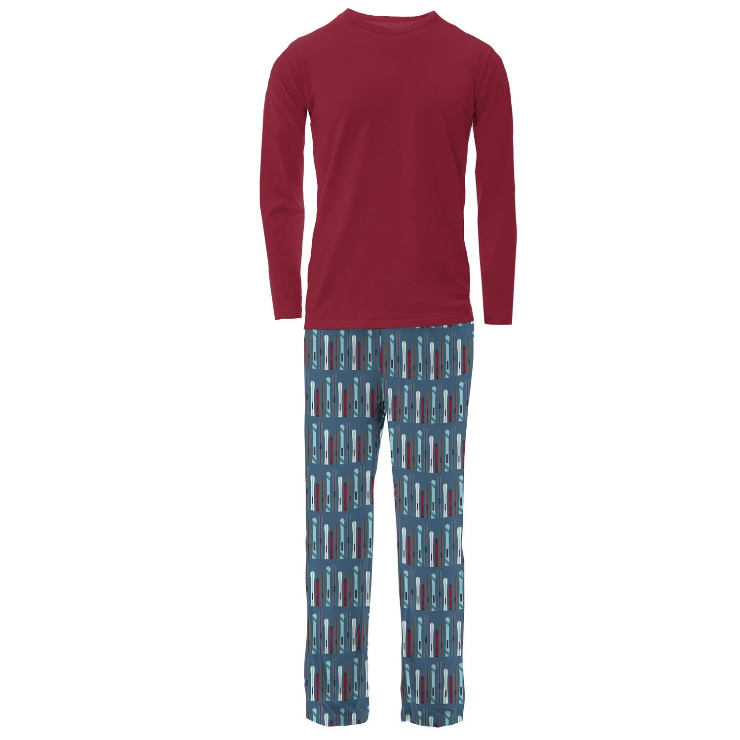 Men's Print Long Sleeve Pajama Set in Twilight Skis