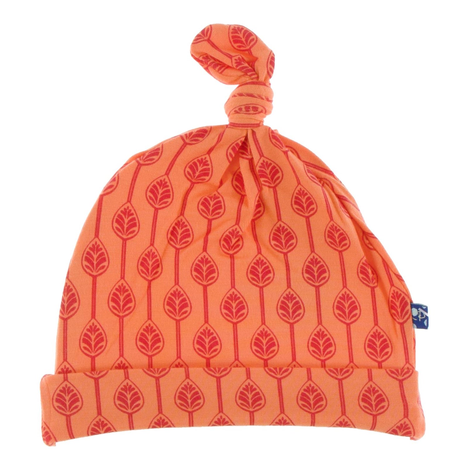 Print Knot Hat in Nectarine Leaf Lattice