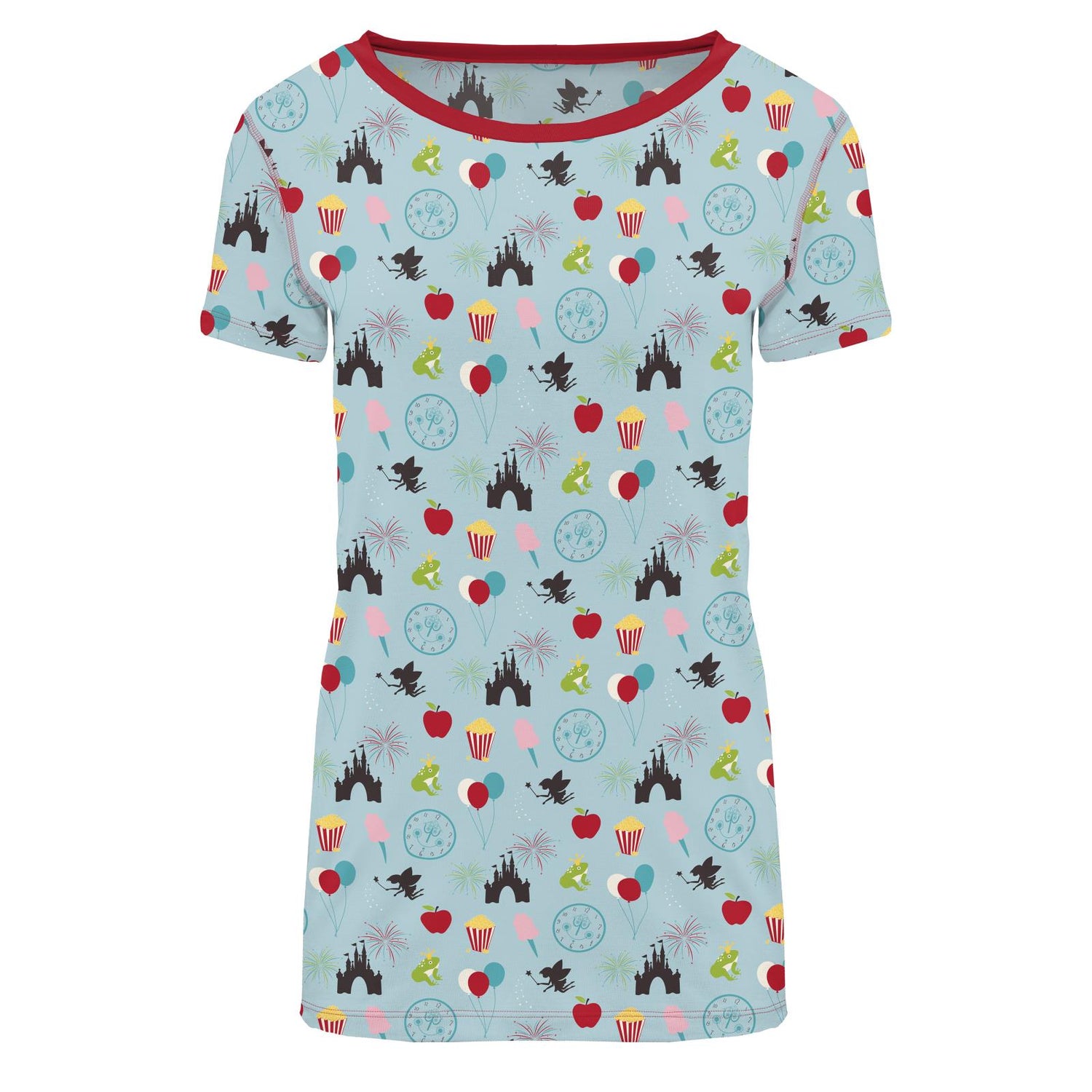 Women's Print Short Sleeve Loosey Goosey Tee in Spring Sky Theme Park