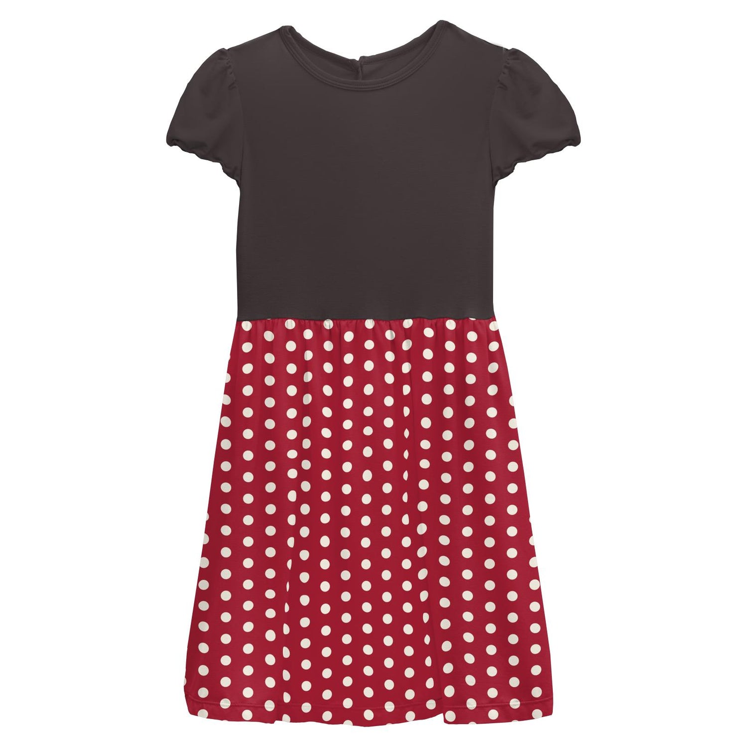 Print Flutter Sleeve Twirl Dress in Candy Apple Polka Dots