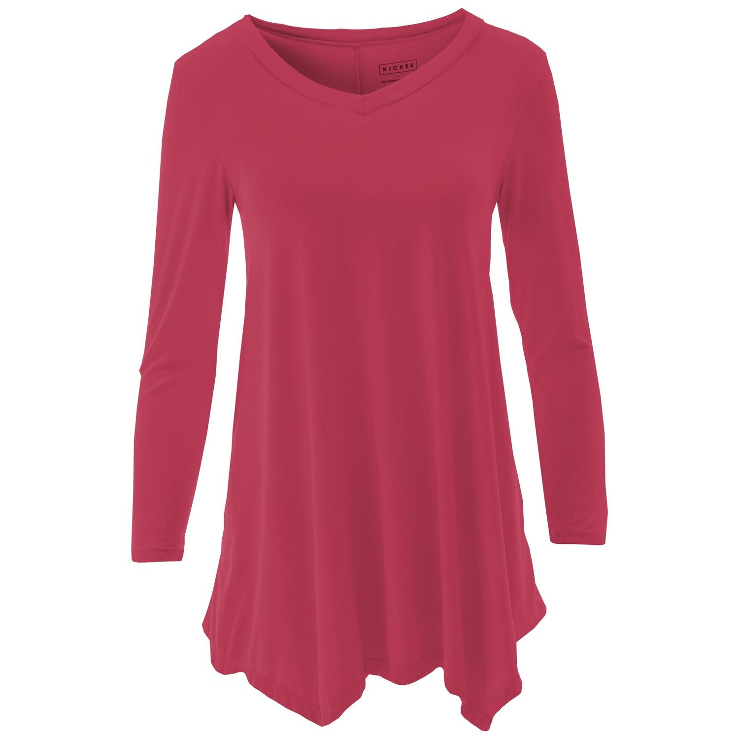 Women's Long Sleeve V-Neck Tunic in Cherry Pie