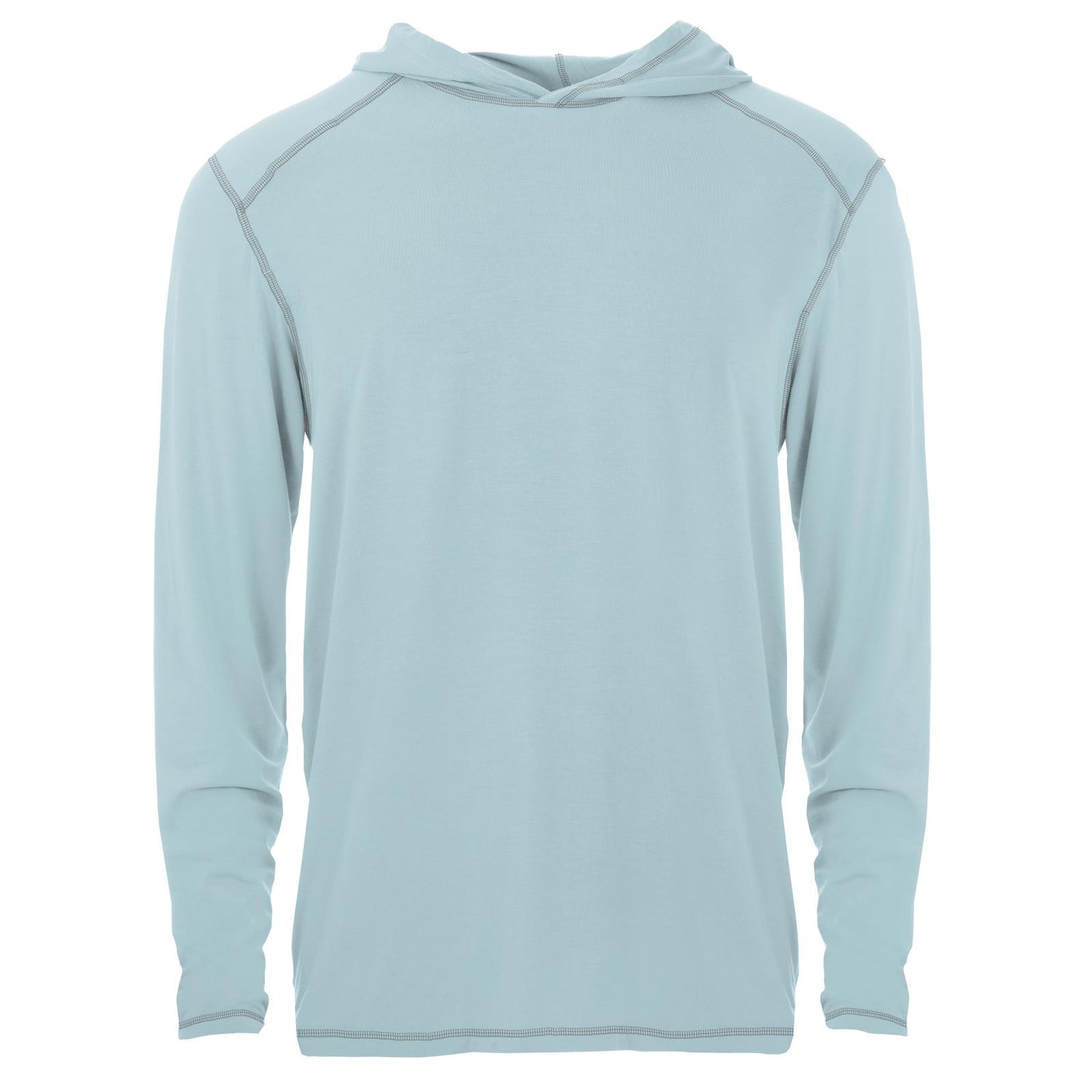 Men's Long Sleeve Hooded Tee in Spring Sky with Pewter