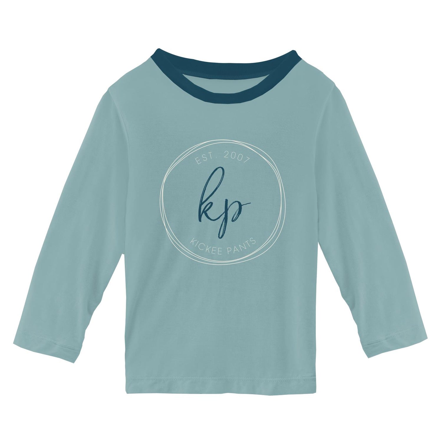 Long Sleeve Graphic Easy Fit Crew Neck Tee in Jade KicKee