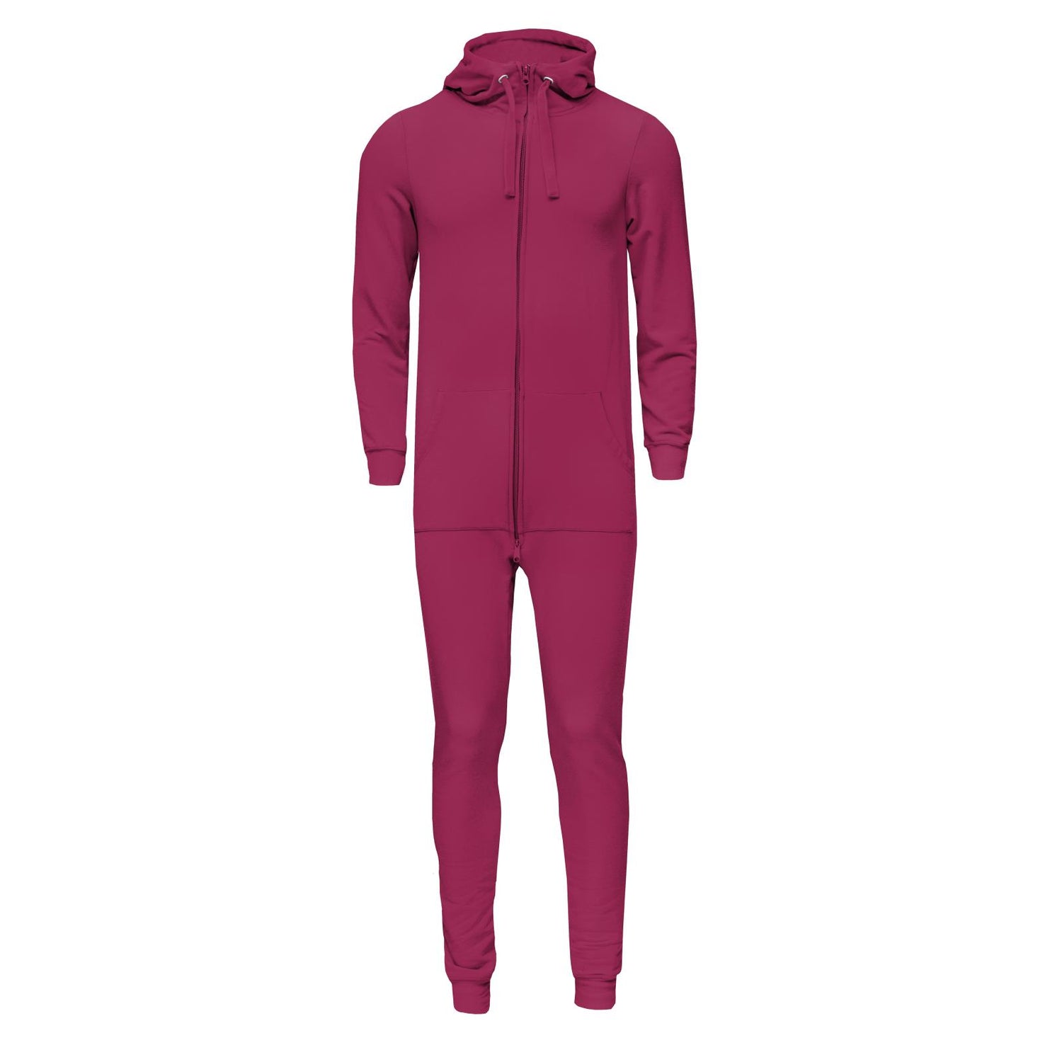 Adult Fleece Jumpsuit with Hood in Berry