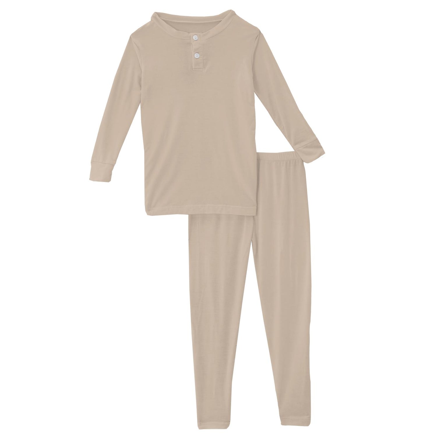 Long Sleeve Henley Pajama Set in Burlap