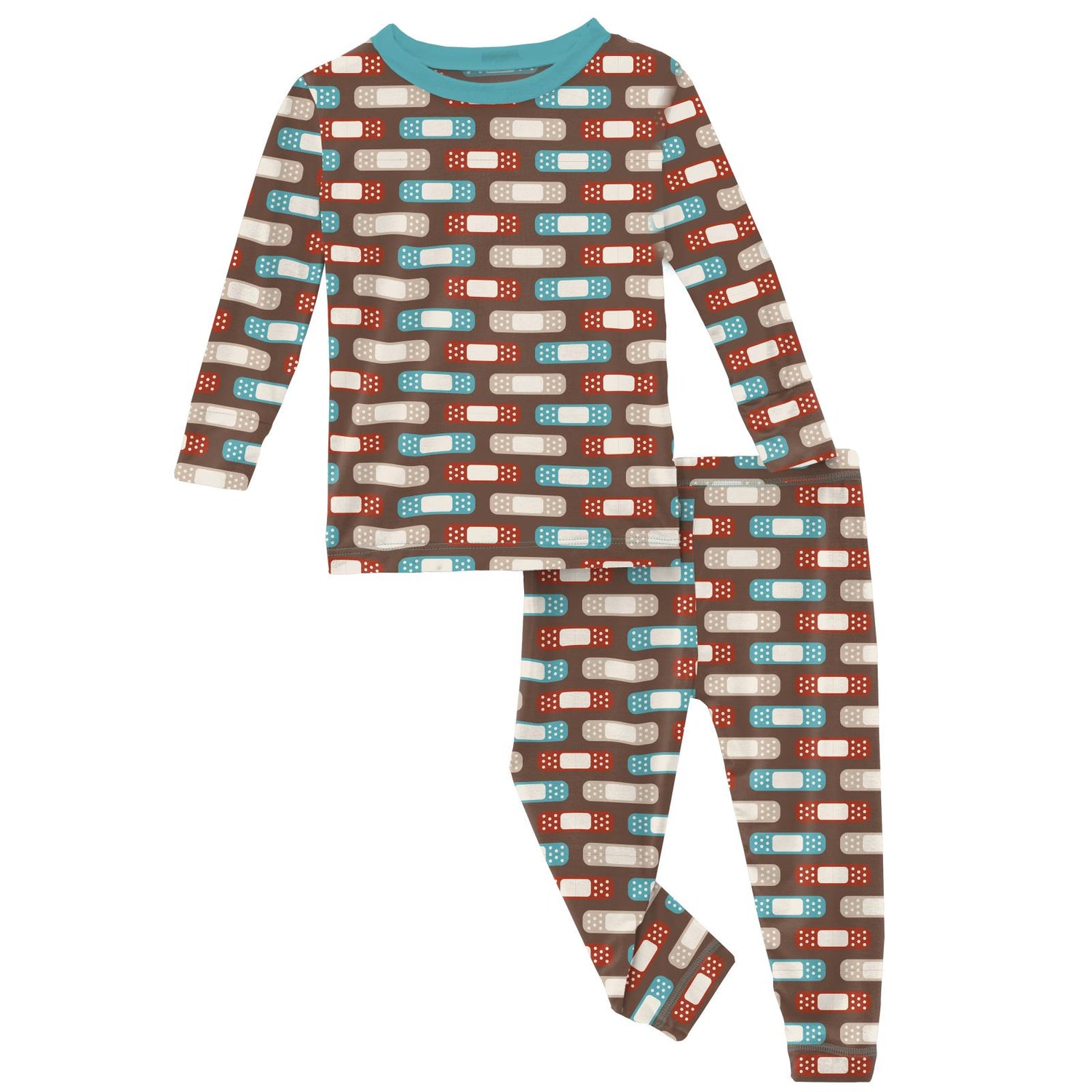 Print Long Sleeve Pajama Set in Cocoa Boo Boos