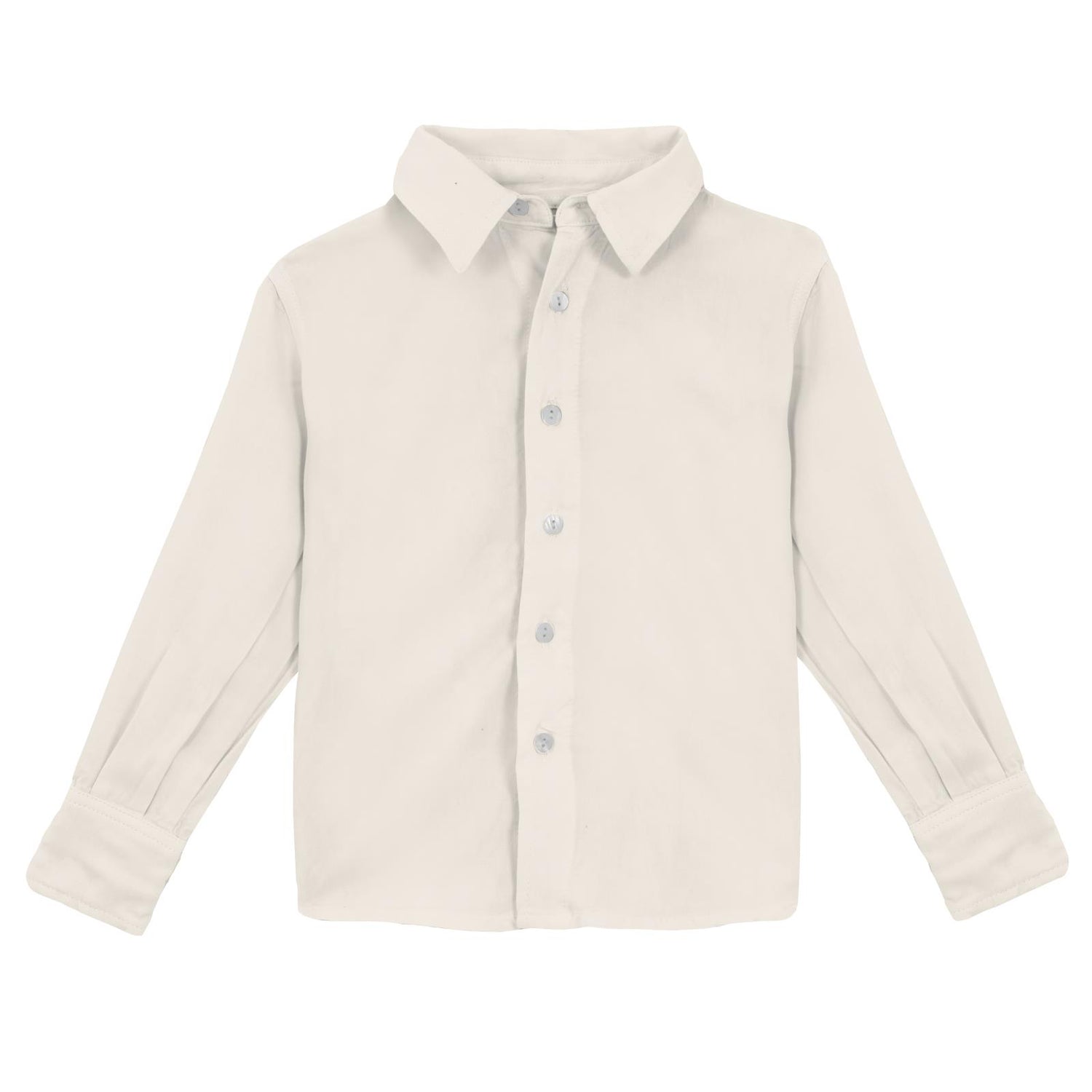 Long Sleeve Woven Button Down Shirt in Natural