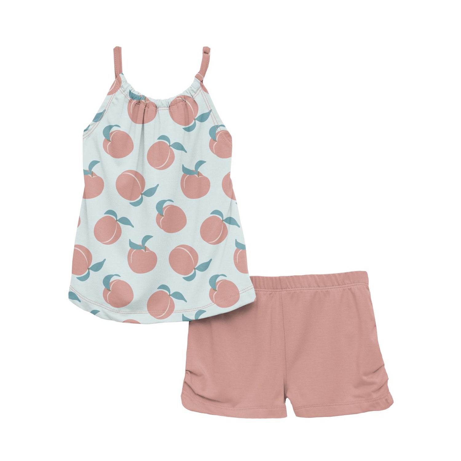 Print Gathered Cami & Shorts Outfit Set in Fresh Air Peaches