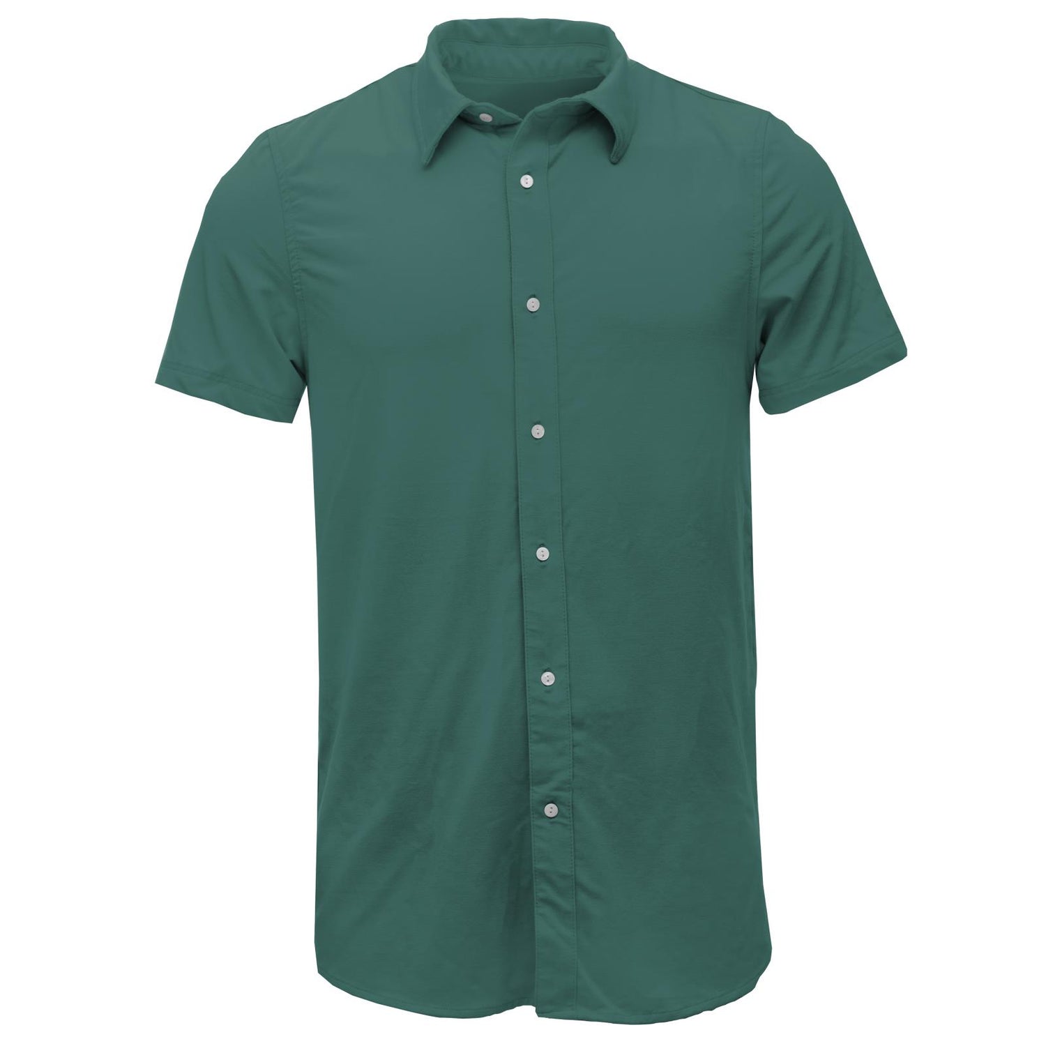 Men's Short Sleeve Luxe Jersey Button Down Shirt in Ivy