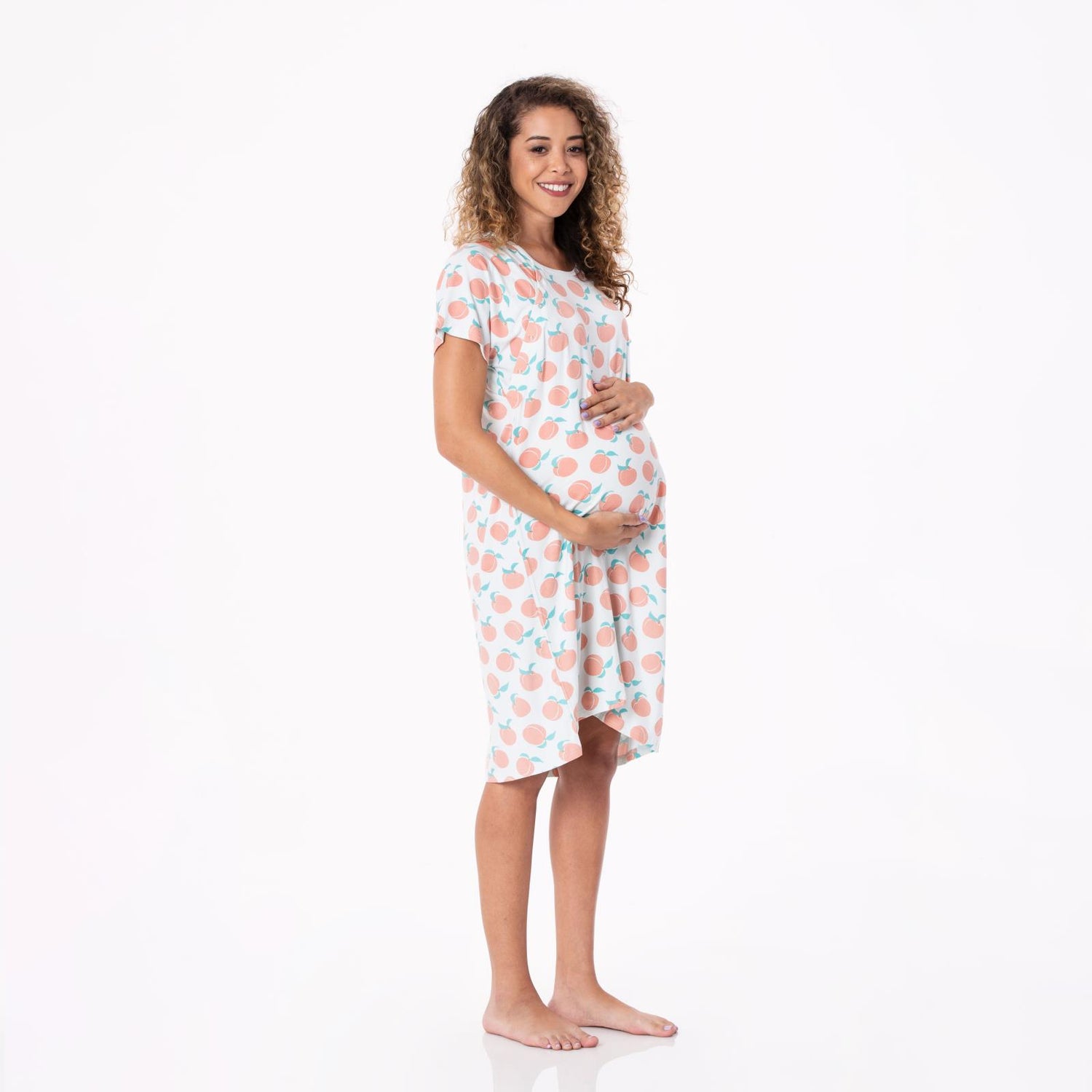 Women's Print Hospital Gown in Fresh Air Peaches