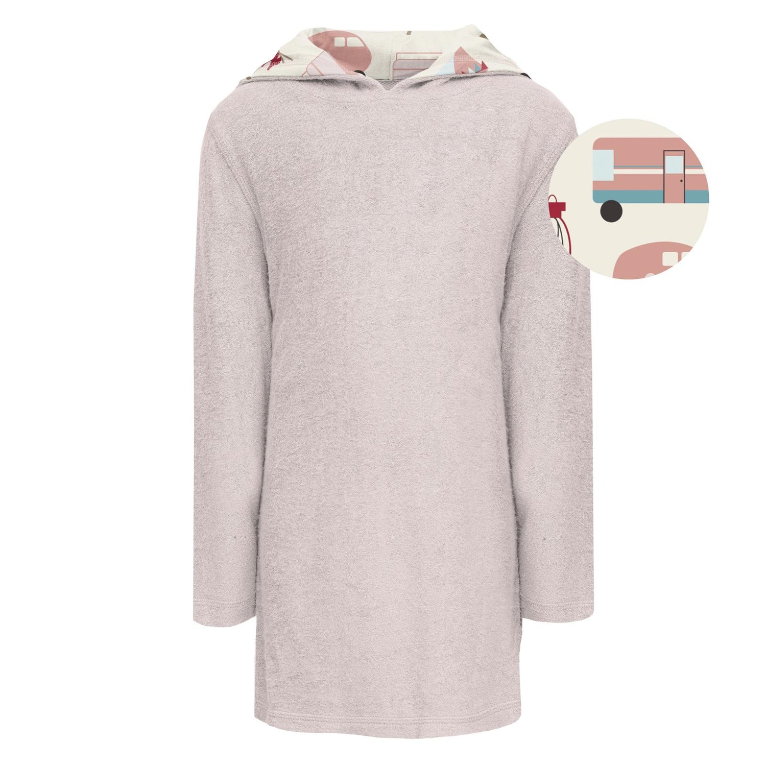 Terry Pull-over After Swim Robe in Macaroon with Natural Camping