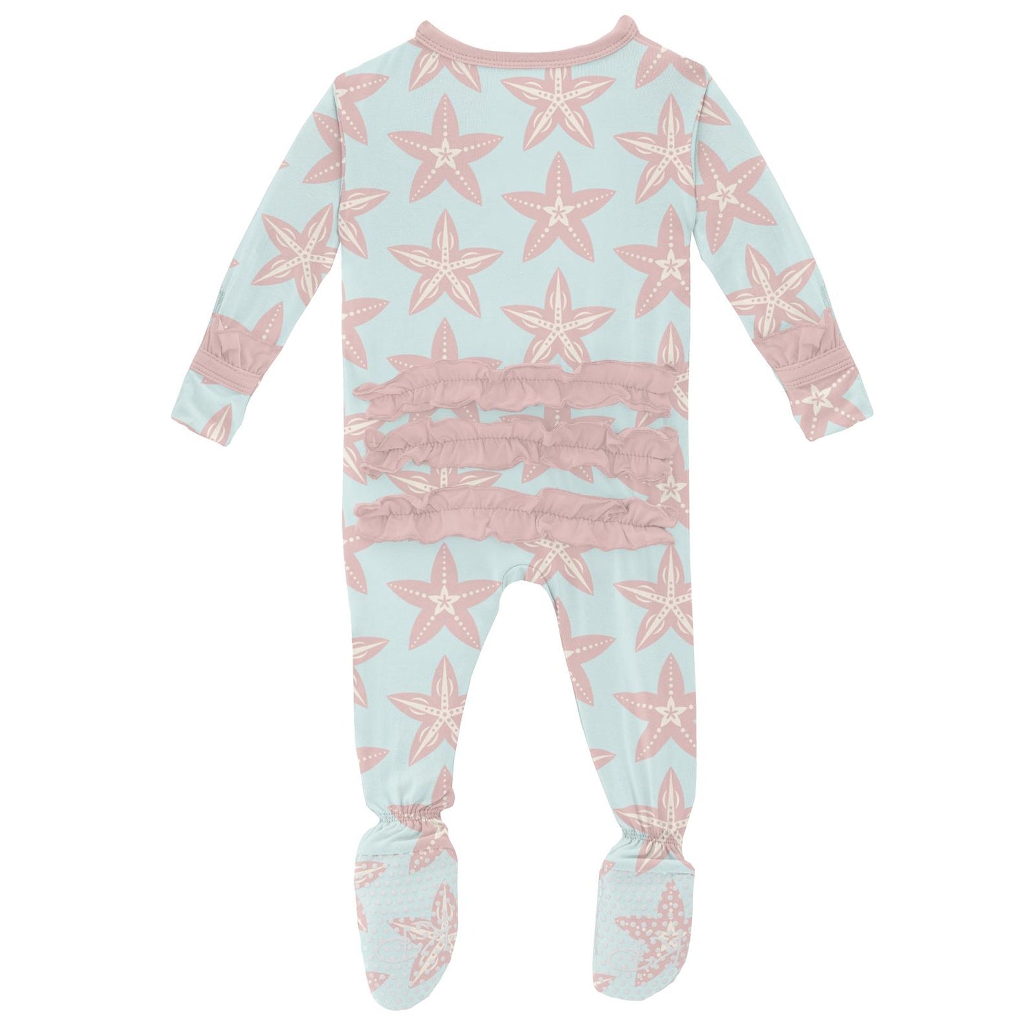 Print Classic Ruffle Footie with Zipper in Fresh Air Fancy Starfish