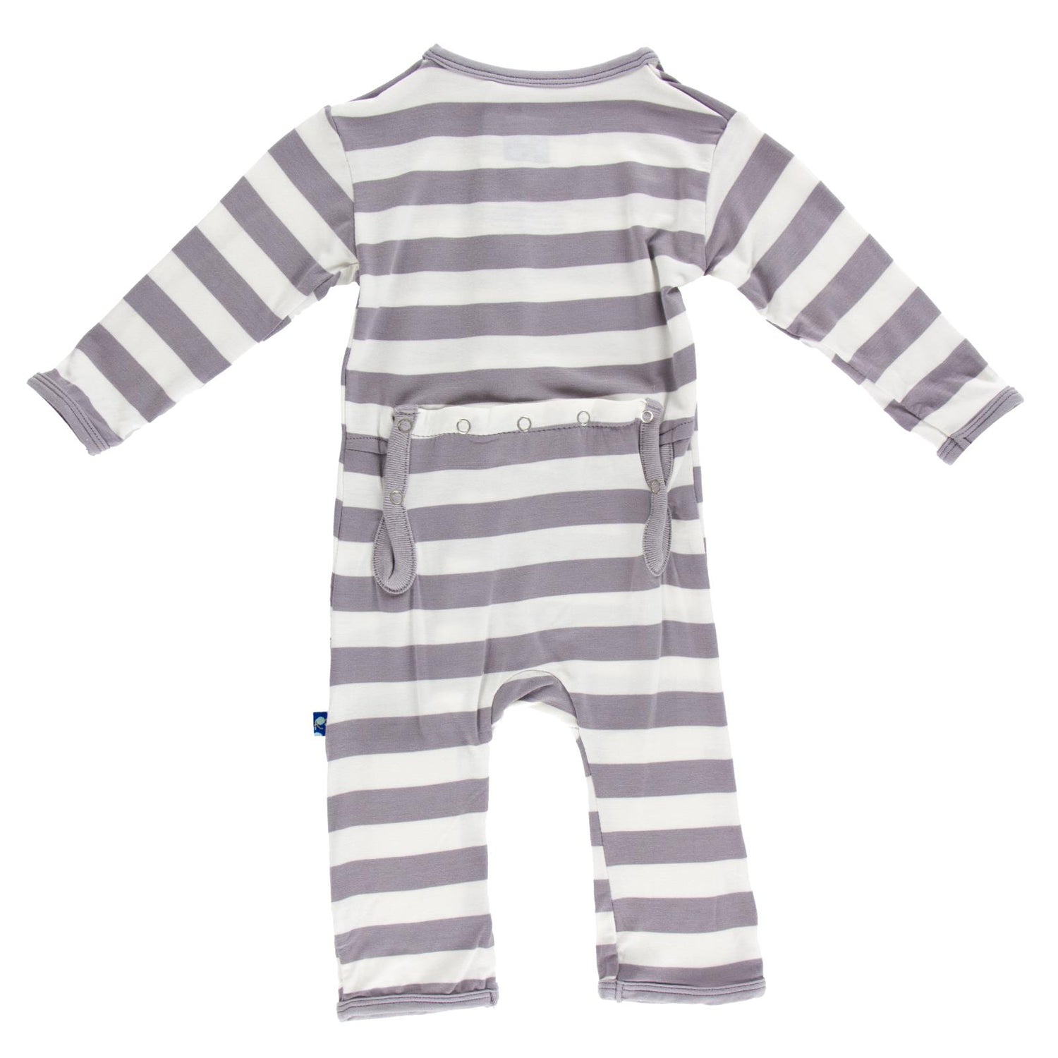 Print Coverall with Snaps in Feather Contrast Stripe