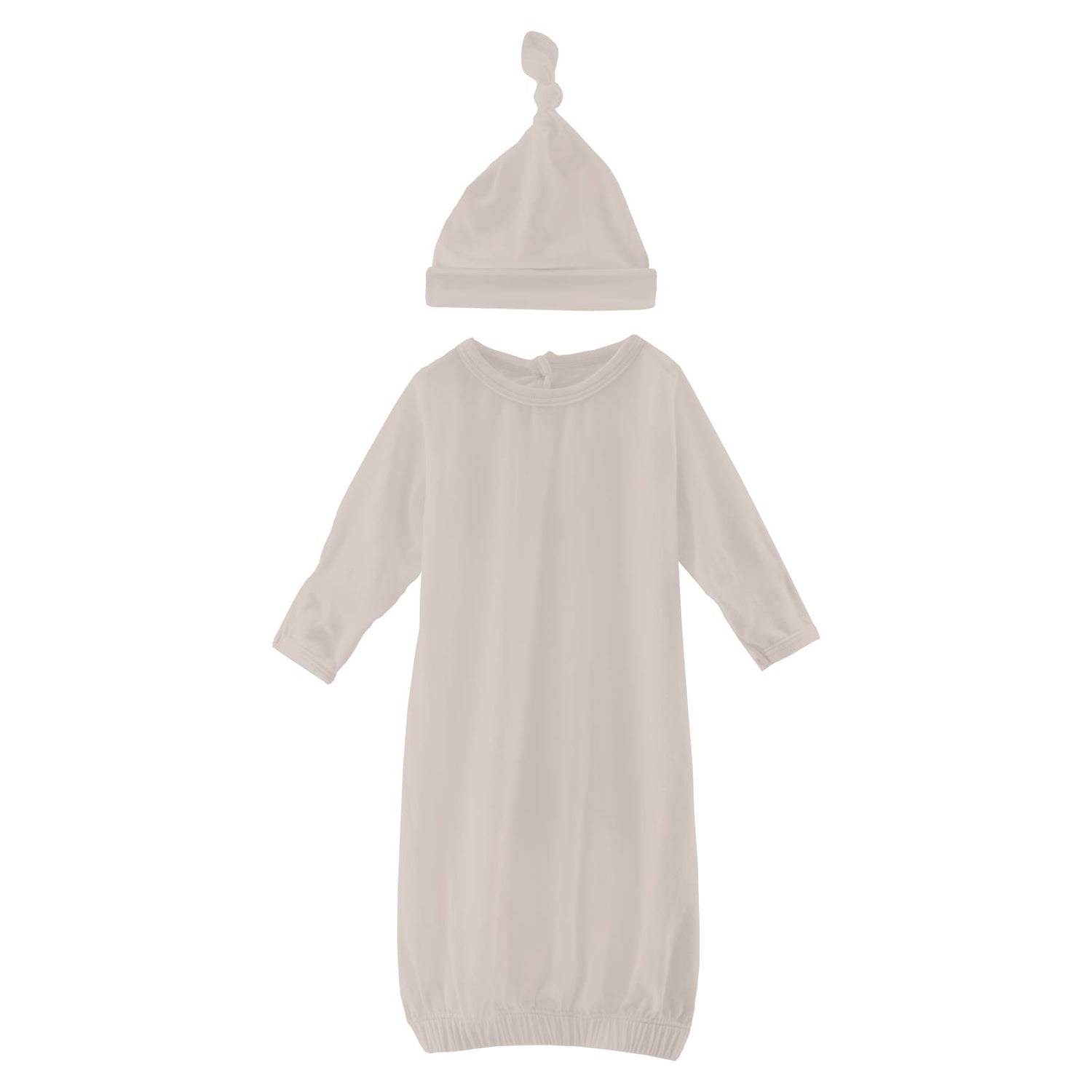 Layette Gown & Single Knot Hat Set in Latte