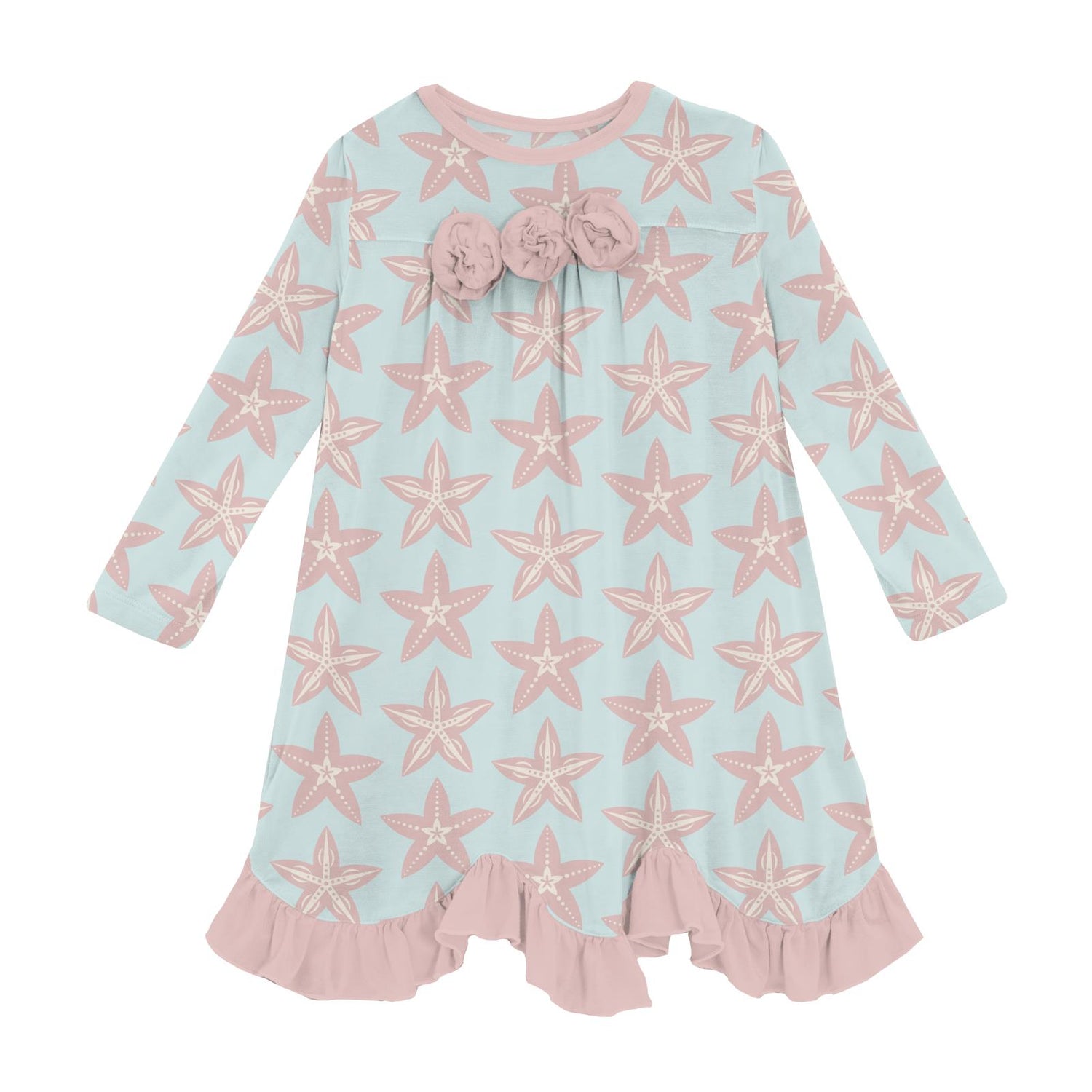 Print Long Sleeve Flower Dress in Fresh Air Fancy Starfish