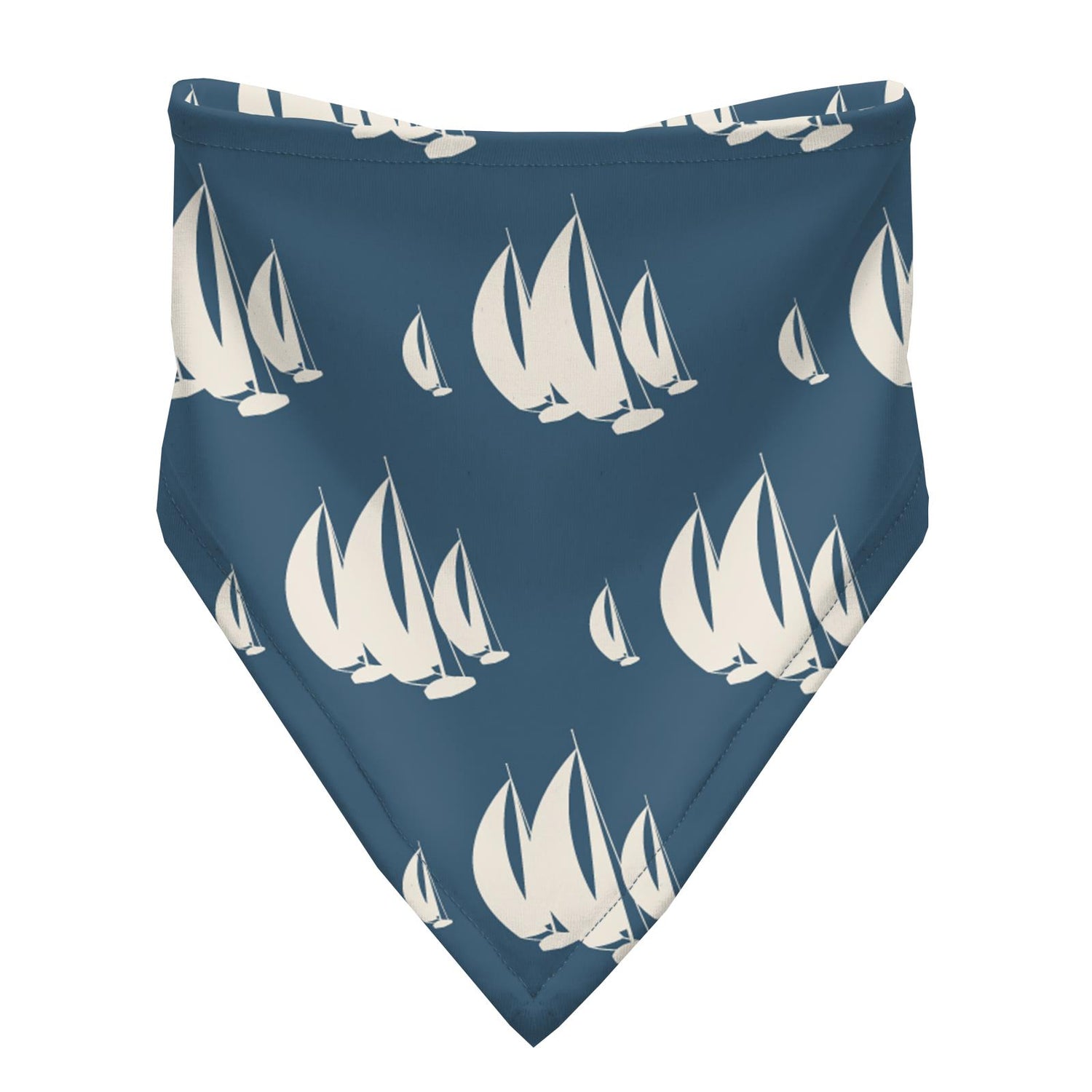 Print Bandana Bib Set of 3 in Fresh Air Blue Whales, Nautical Stripe and Deep Sea Sailboat Race