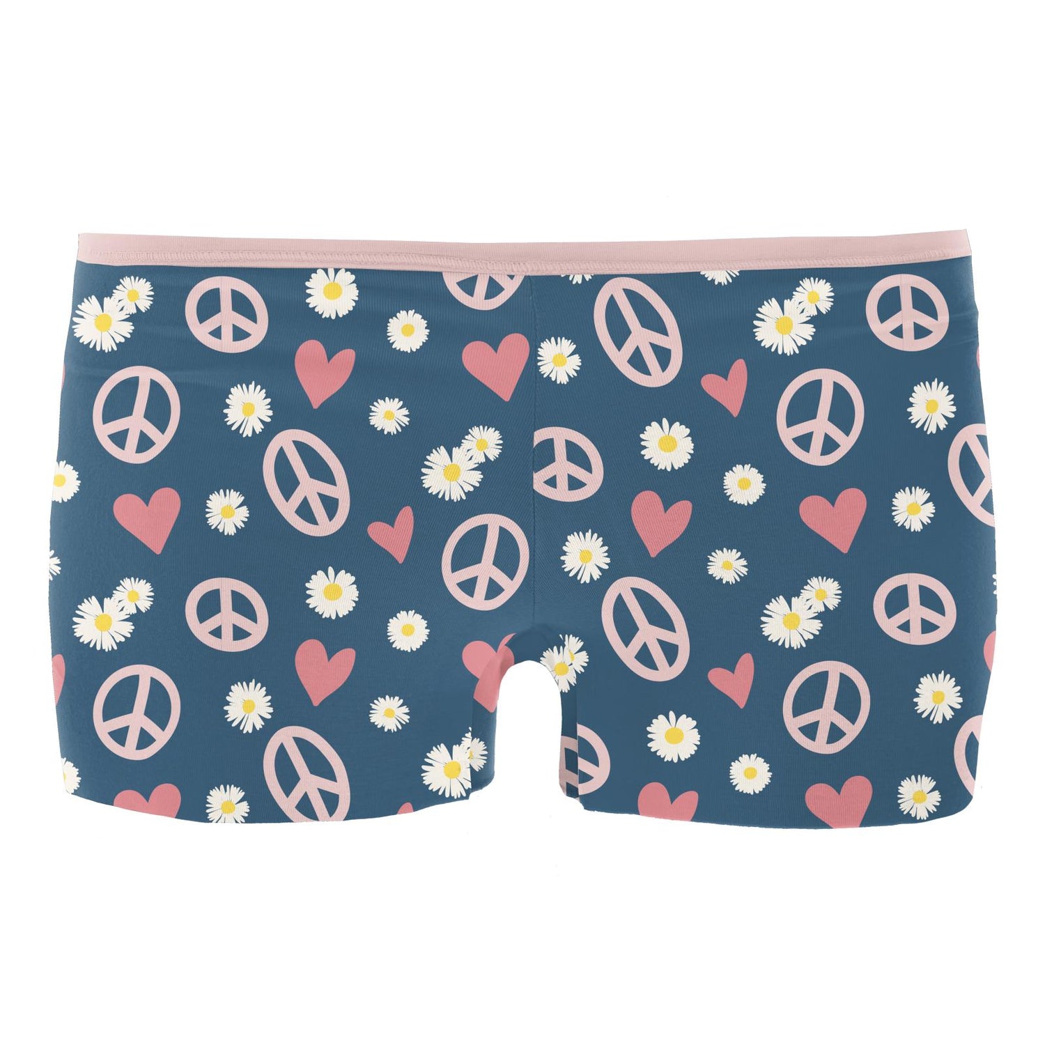 Women's Print Boy Short Underwear in Peace, Love and Happiness