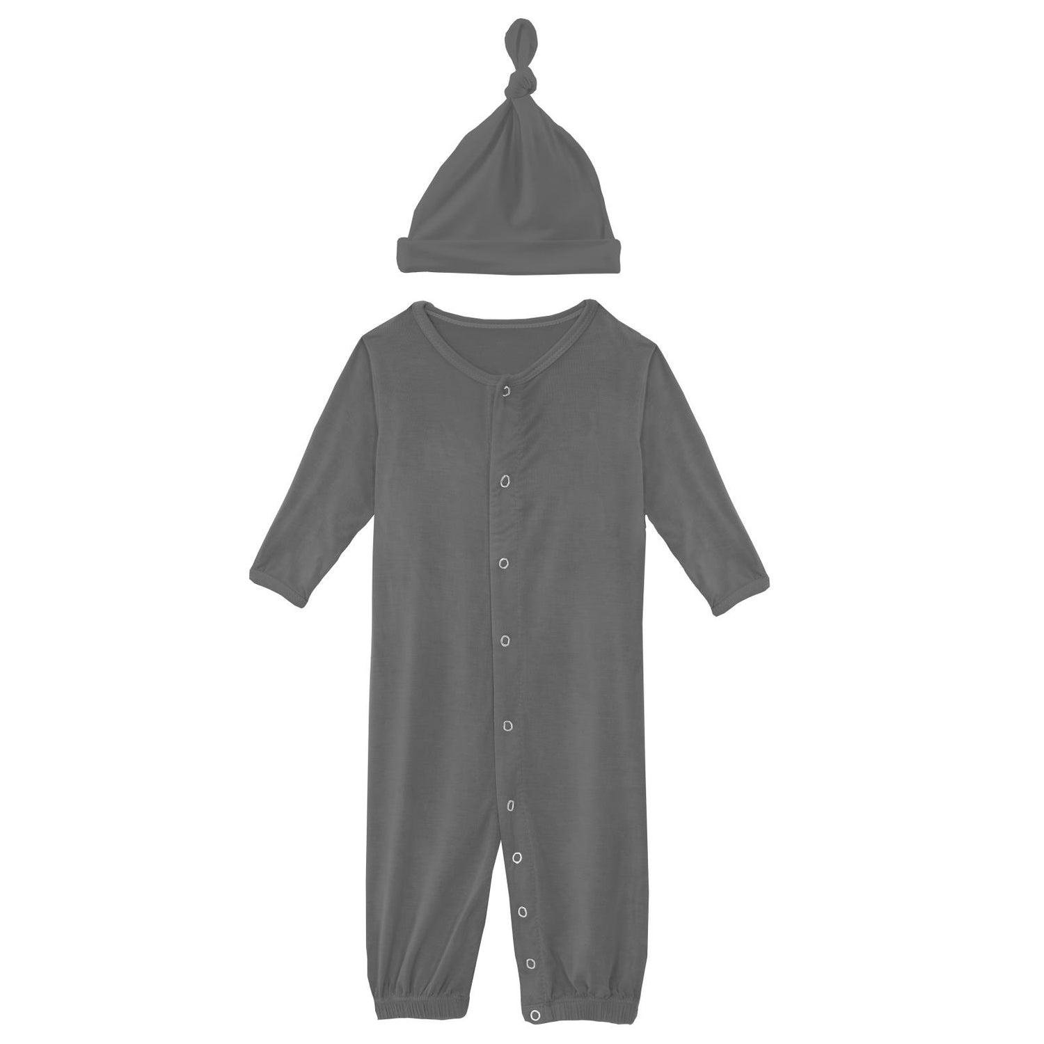 Layette Gown Converter & Single Knot Hat Set in Pewter