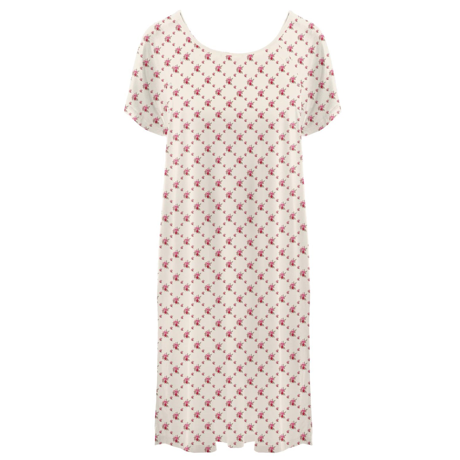 Women's Print Hospital Gown in Natural Rose Trellis