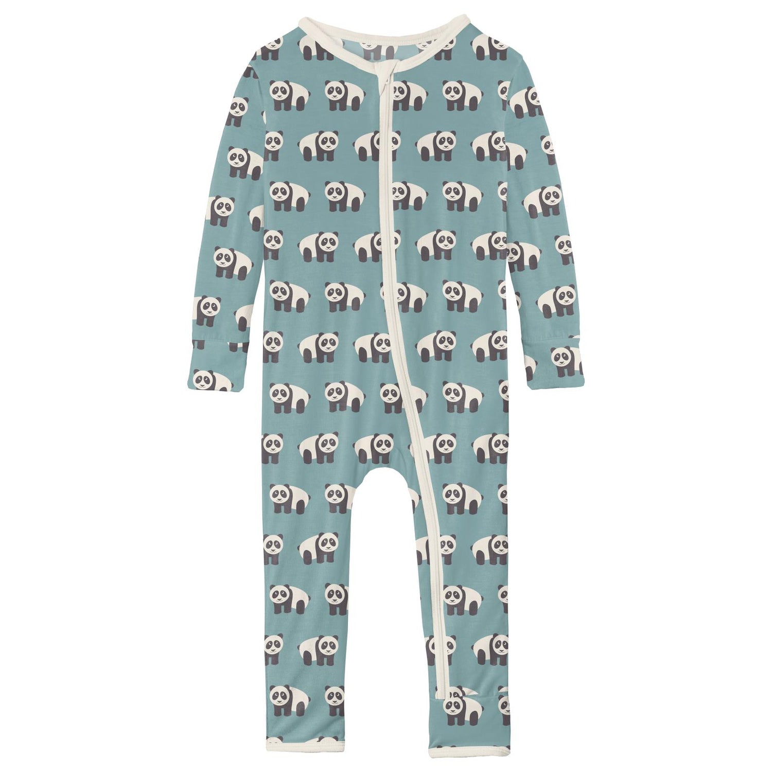 Print Coverall with Zipper in Jade Panda