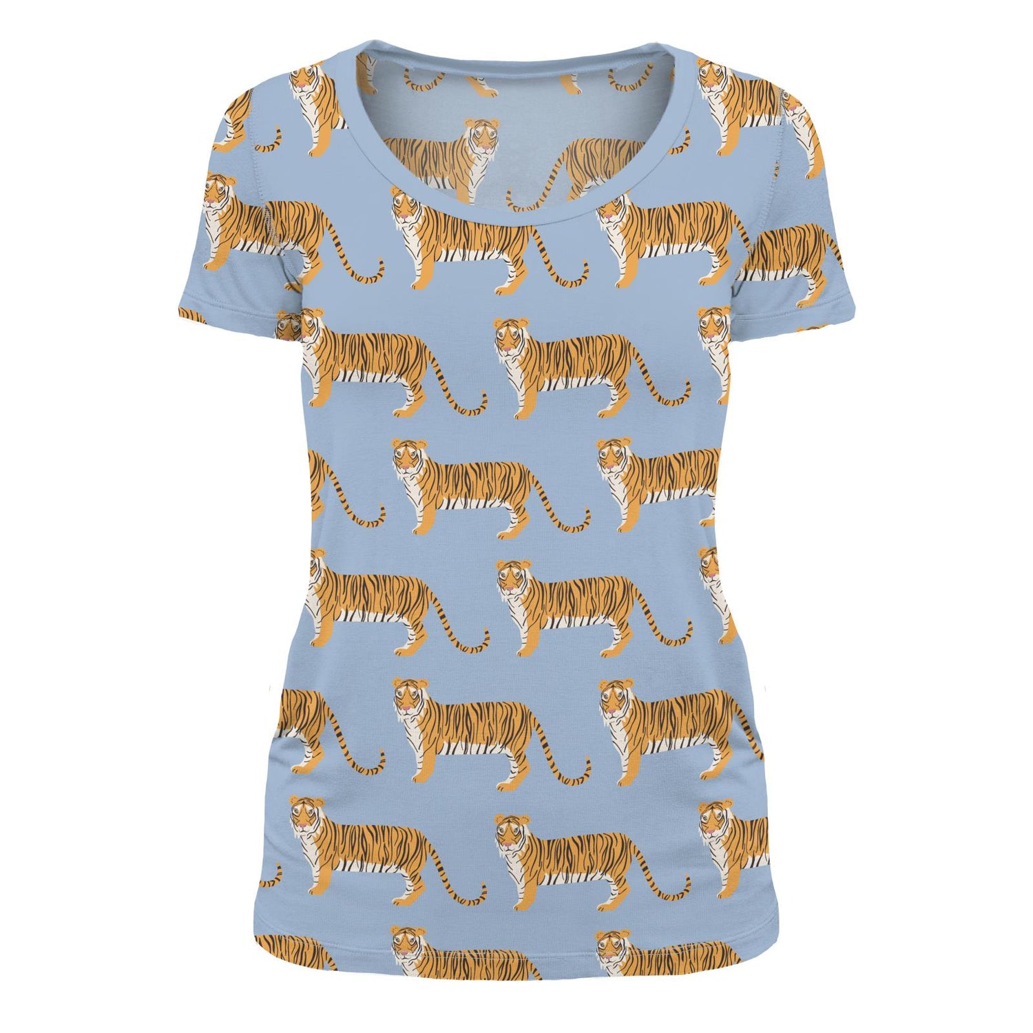 Women's Print Short Sleeve Scoop Neck Tee in Pond Tiger