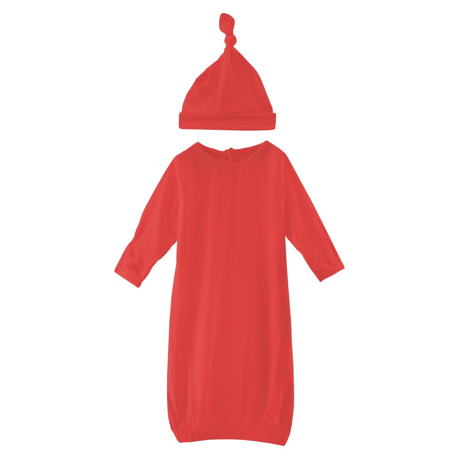 Layette Gown & Single Knot Hat Set in Poppy