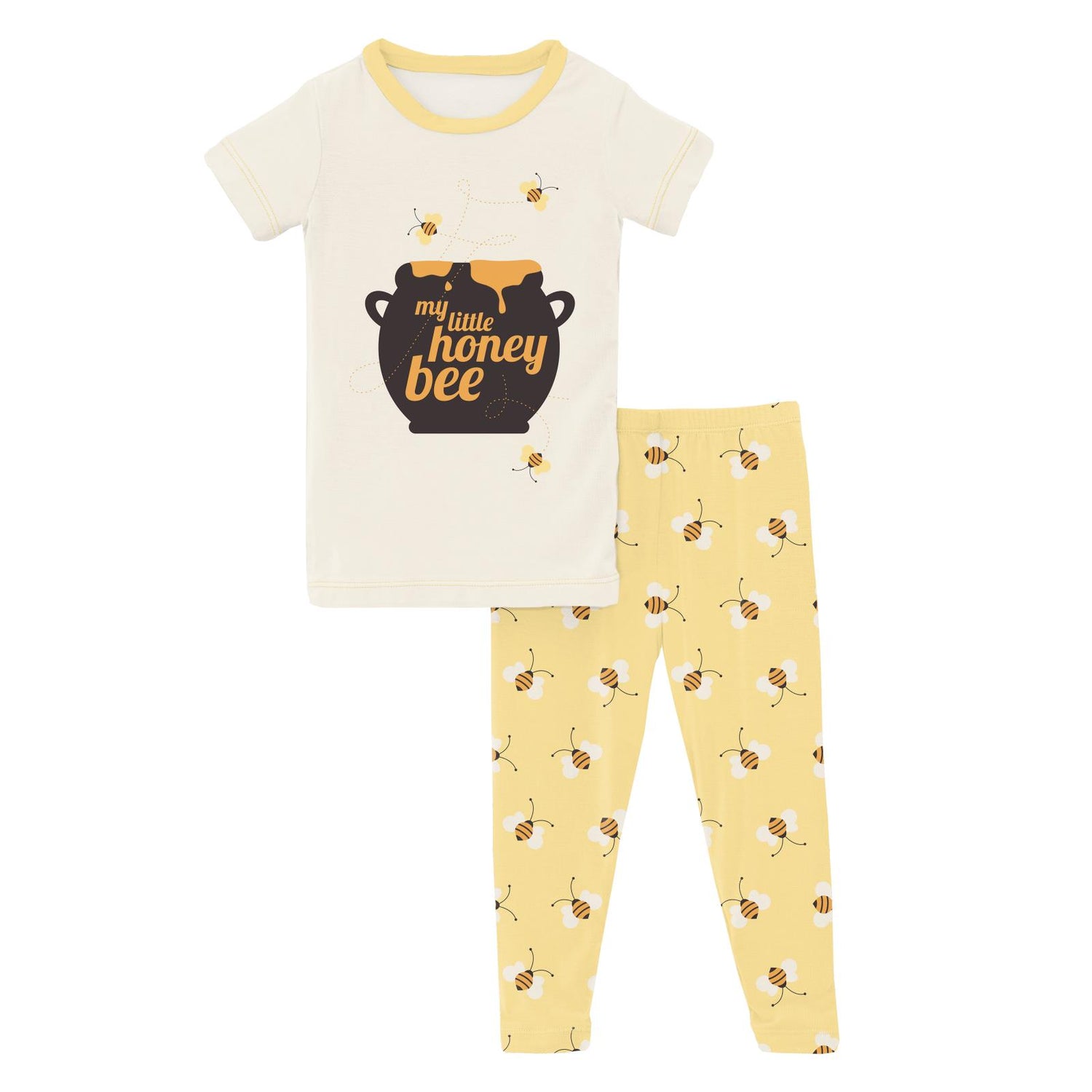 Short Sleeve Graphic Tee Pajama Set in Wallaby Bees