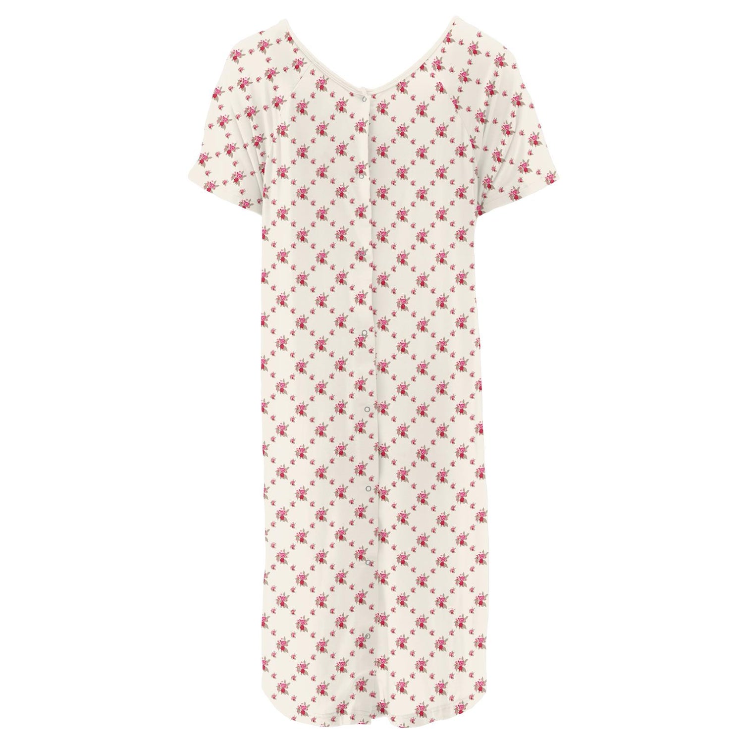 Women's Print Hospital Gown in Natural Rose Trellis