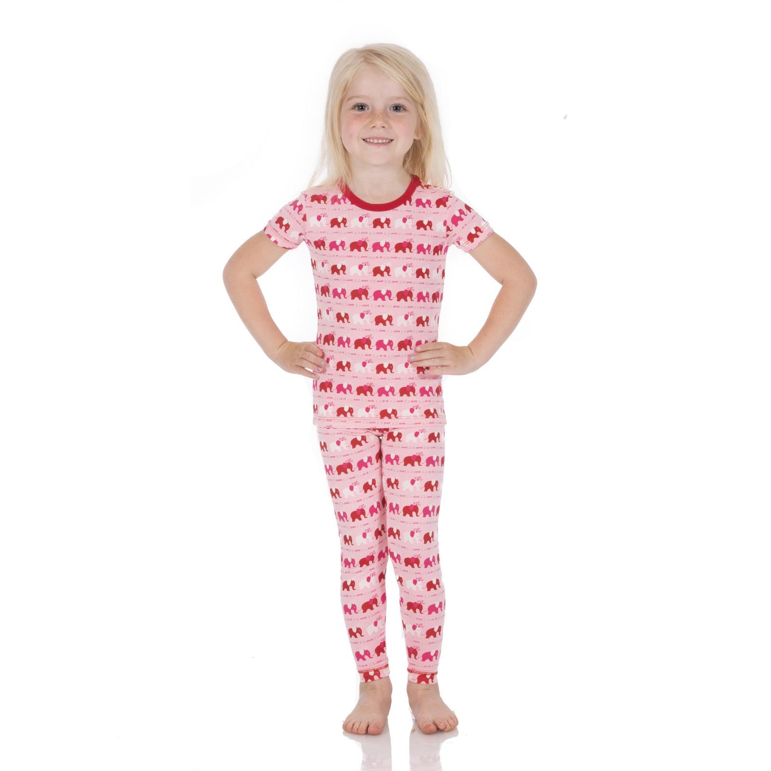 Print Short Sleeve Pajama Set in Calypso Elephant