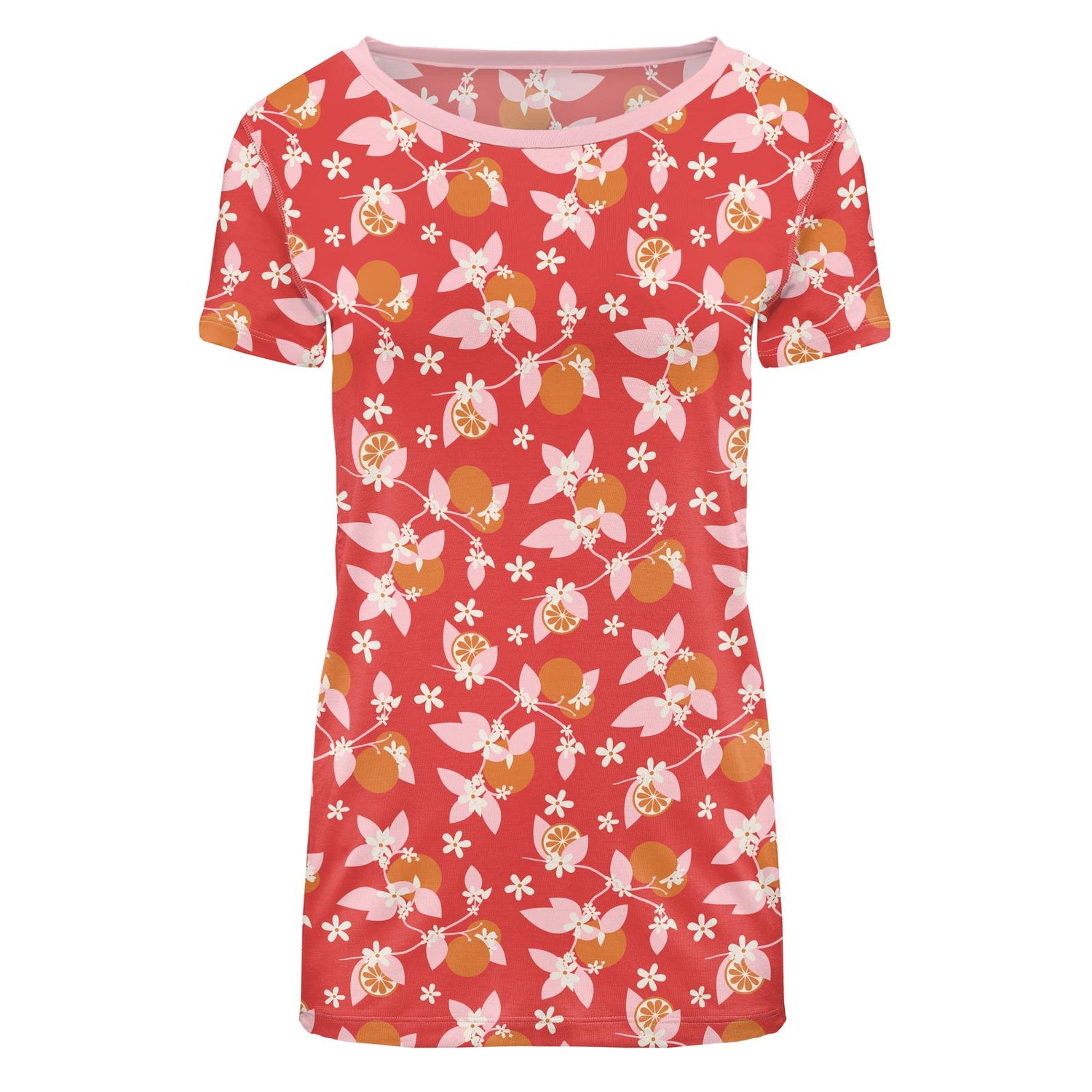 Women's Print Short Sleeve Loosey Goosey Tee in Poppy Orange Blossom