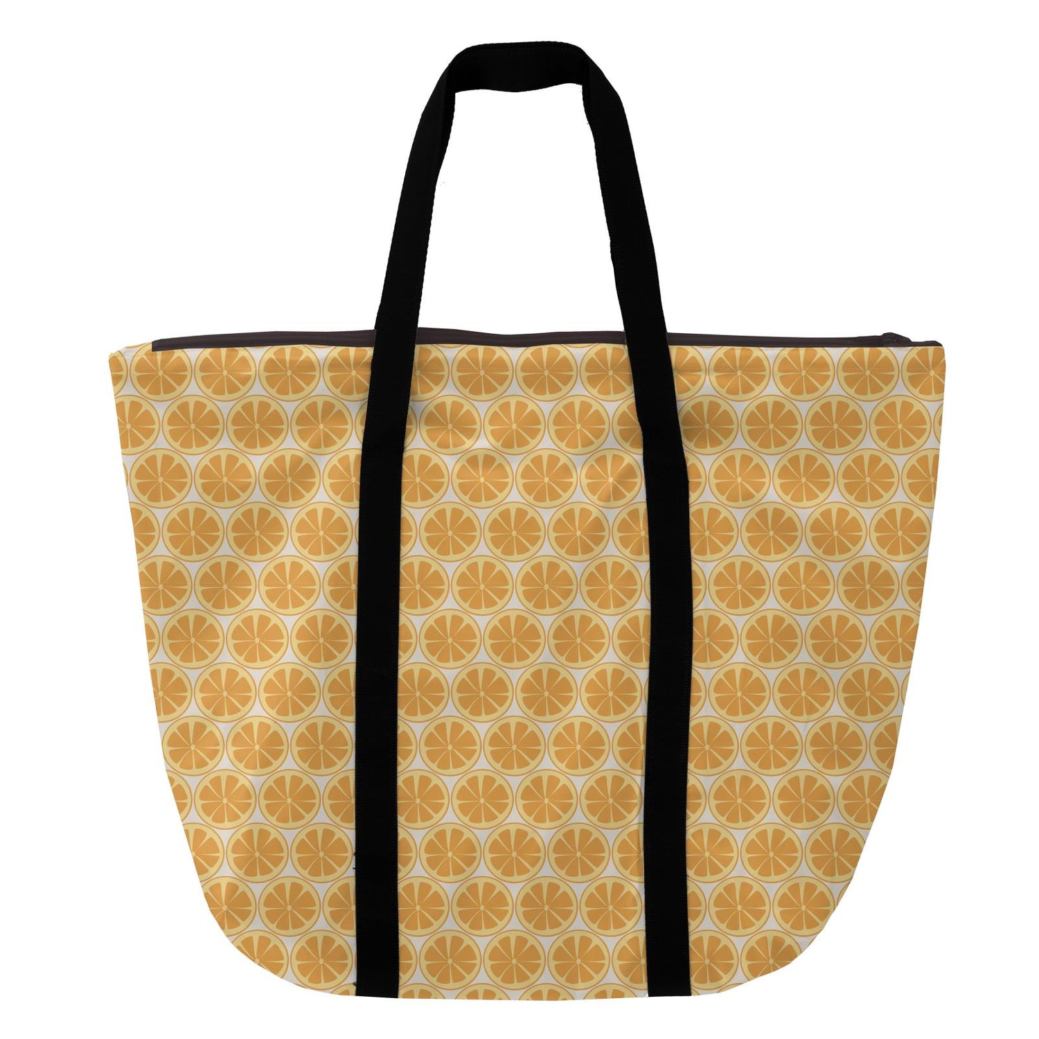 Print Coated Woven Tote Bag in Natural Lemons