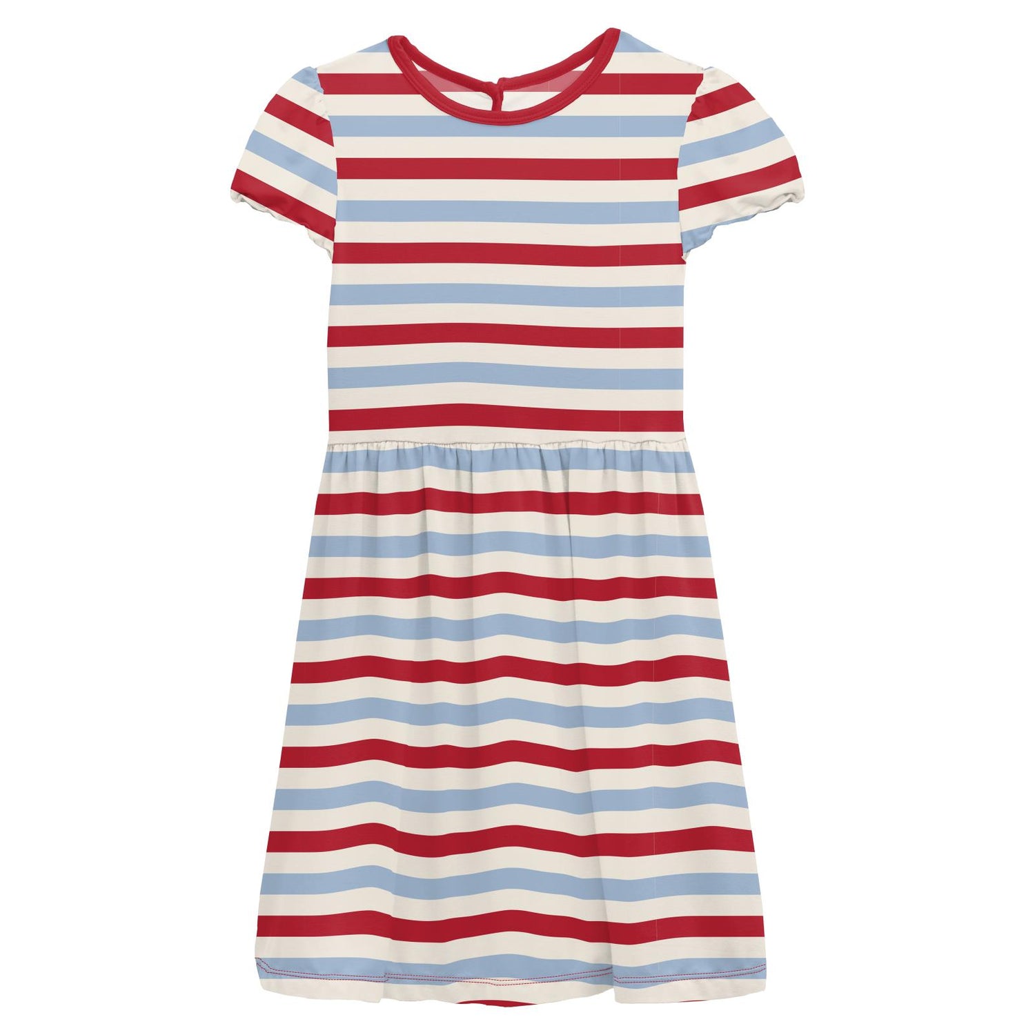 Print Flutter Sleeve Twirl Dress in Anniversary Balloon Stripe