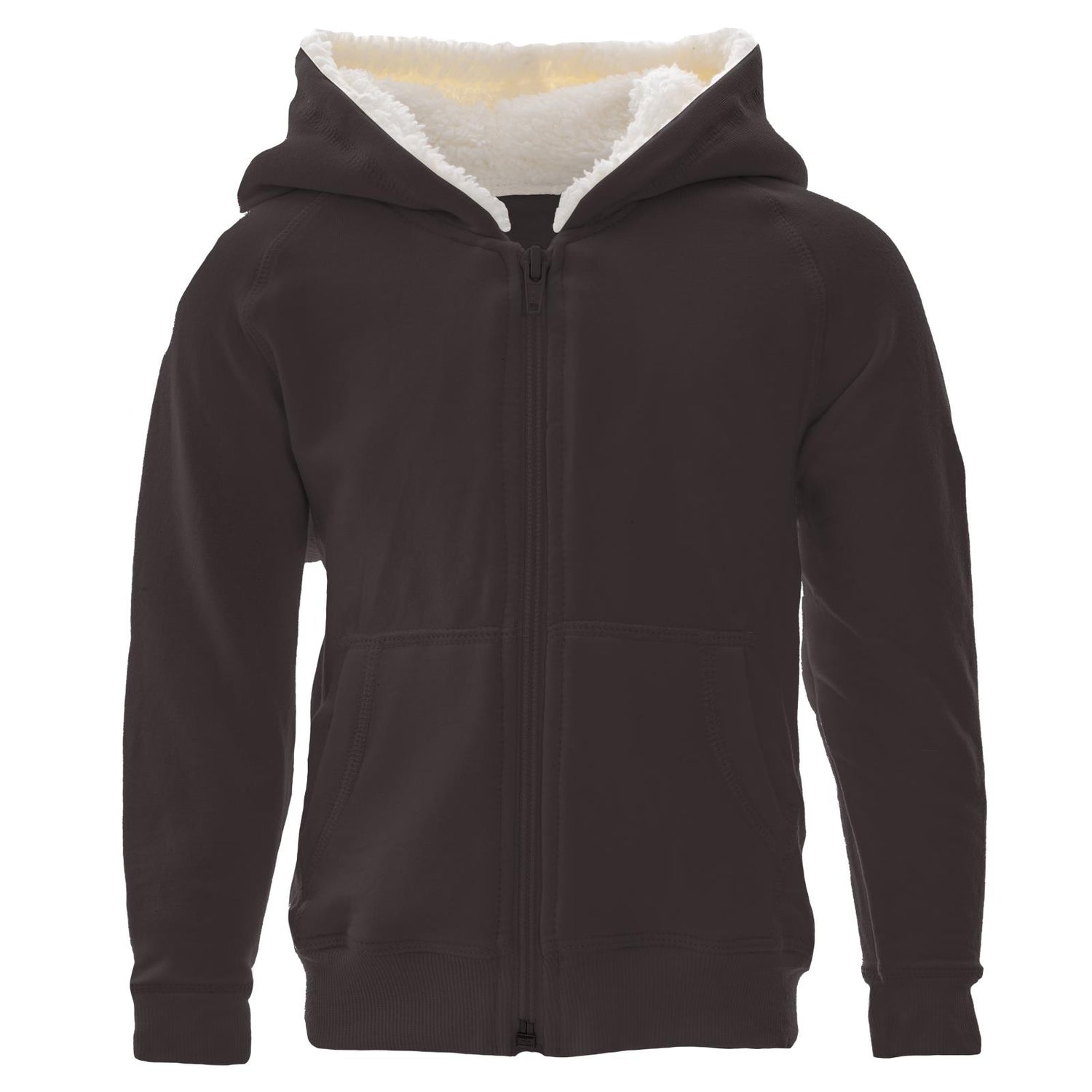 Fleece Zip-Front Hoodie with Sherpa-Lined Hood in Midnight