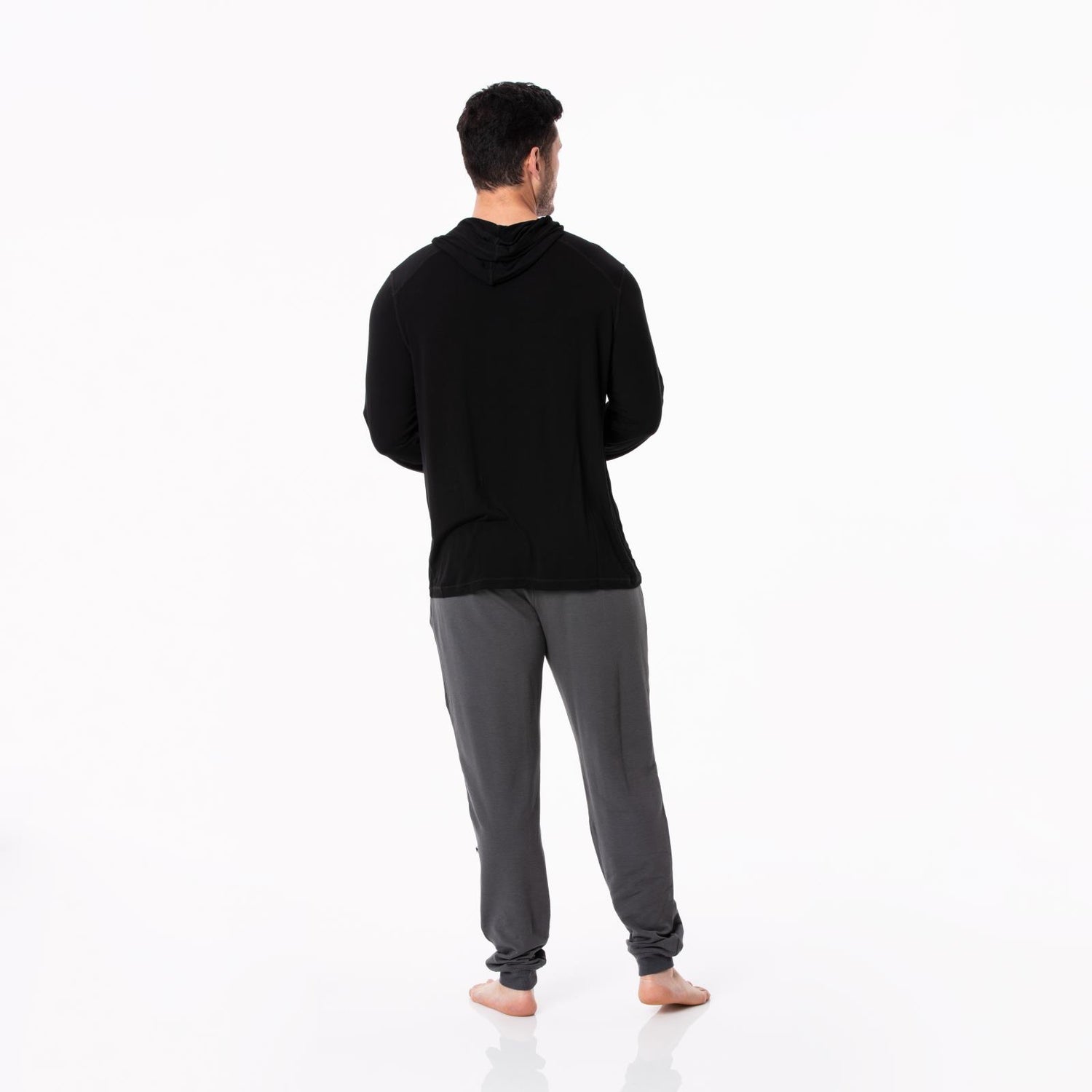 Men's Solid Long Sleeve Hooded Tee in Midnight