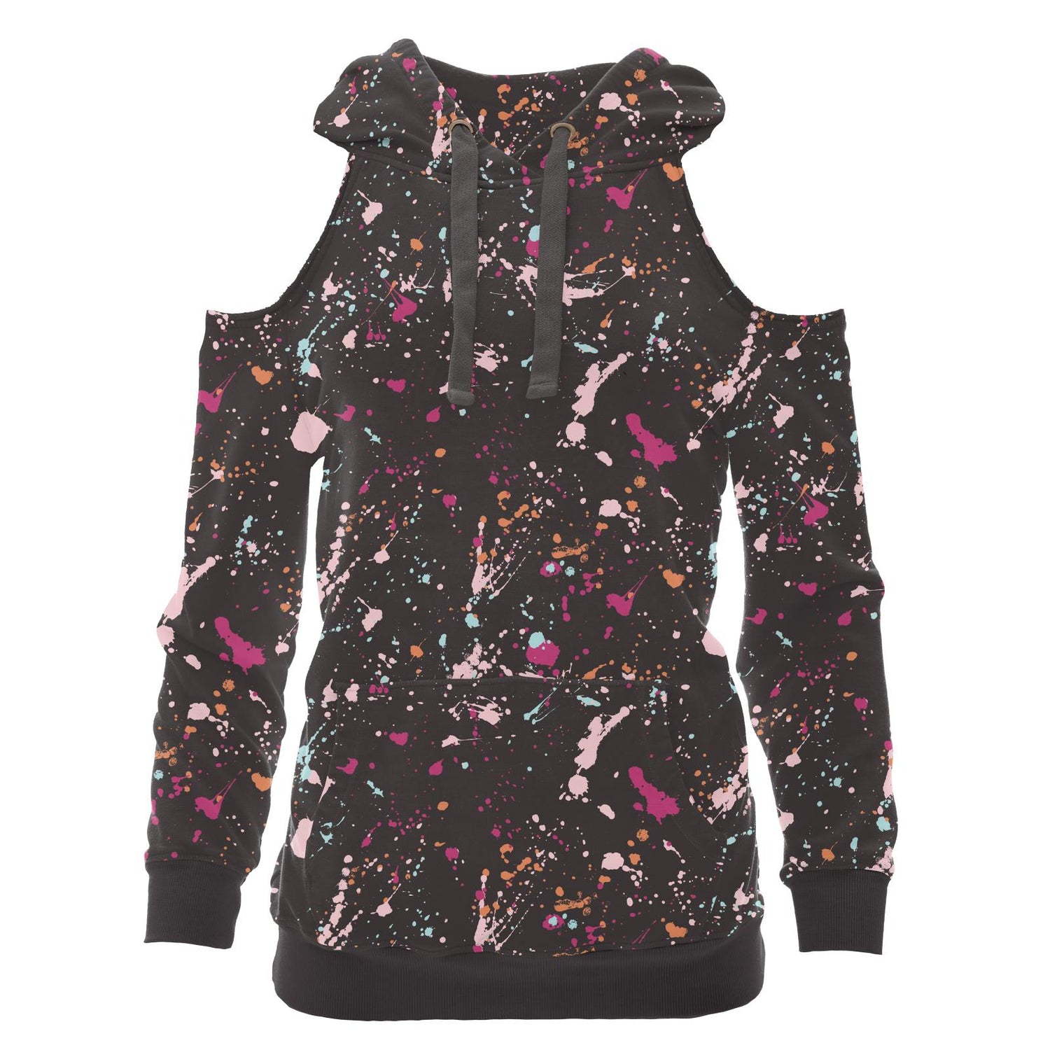 Women's Print Fleece Open-Shoulder Pullover in Calypso Splatter Paint