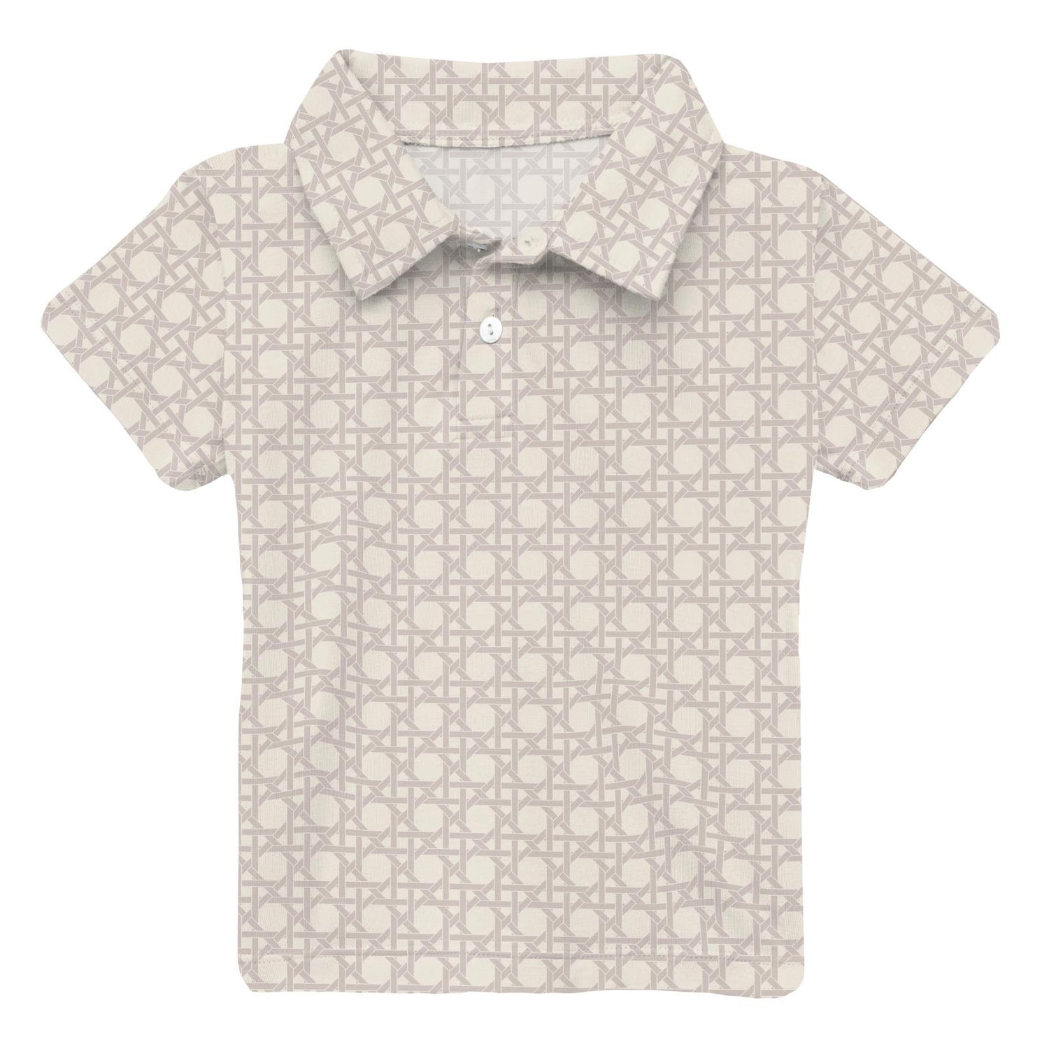 Print Short Sleeve Polo in Latte Wicker