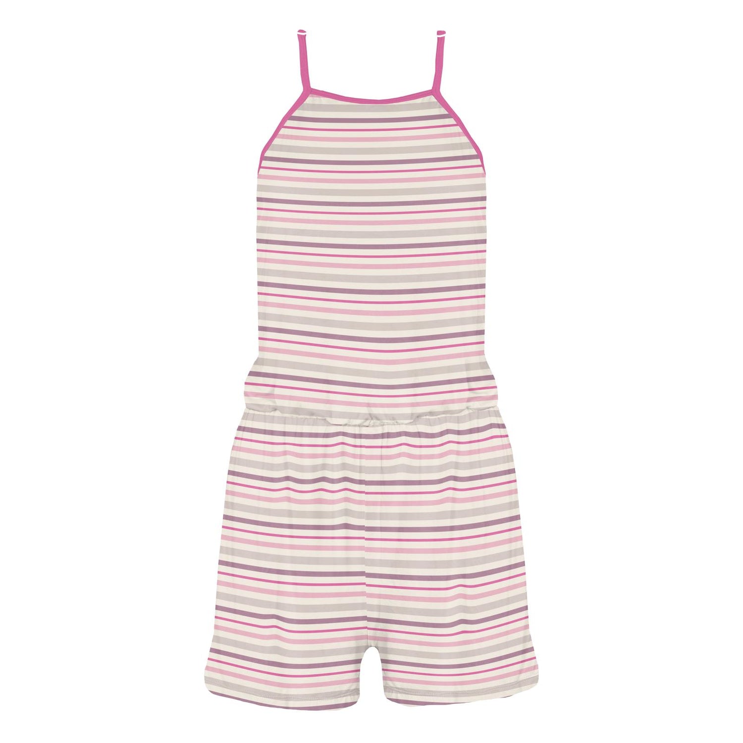 Women's Print Keyhole Romper in Whimsical Stripe