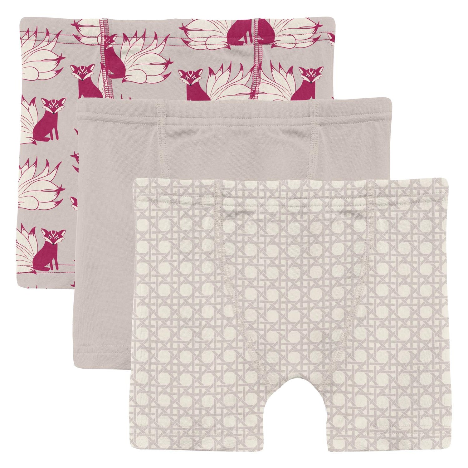 Print Boxer Brief Set of 3 in Latte Kitsune, Latte & Latte Wicker