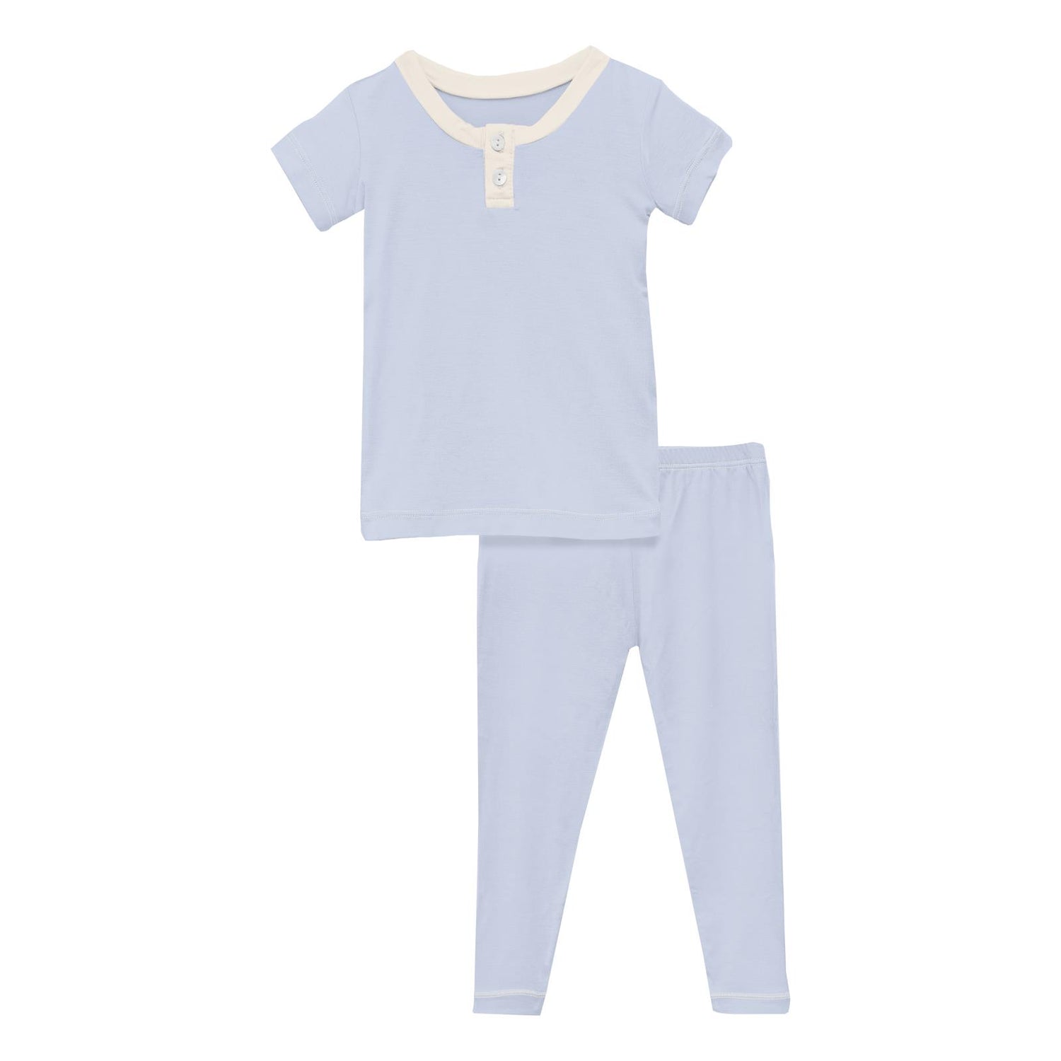 Short Sleeve Henley Pajama Set in Dew with Natural