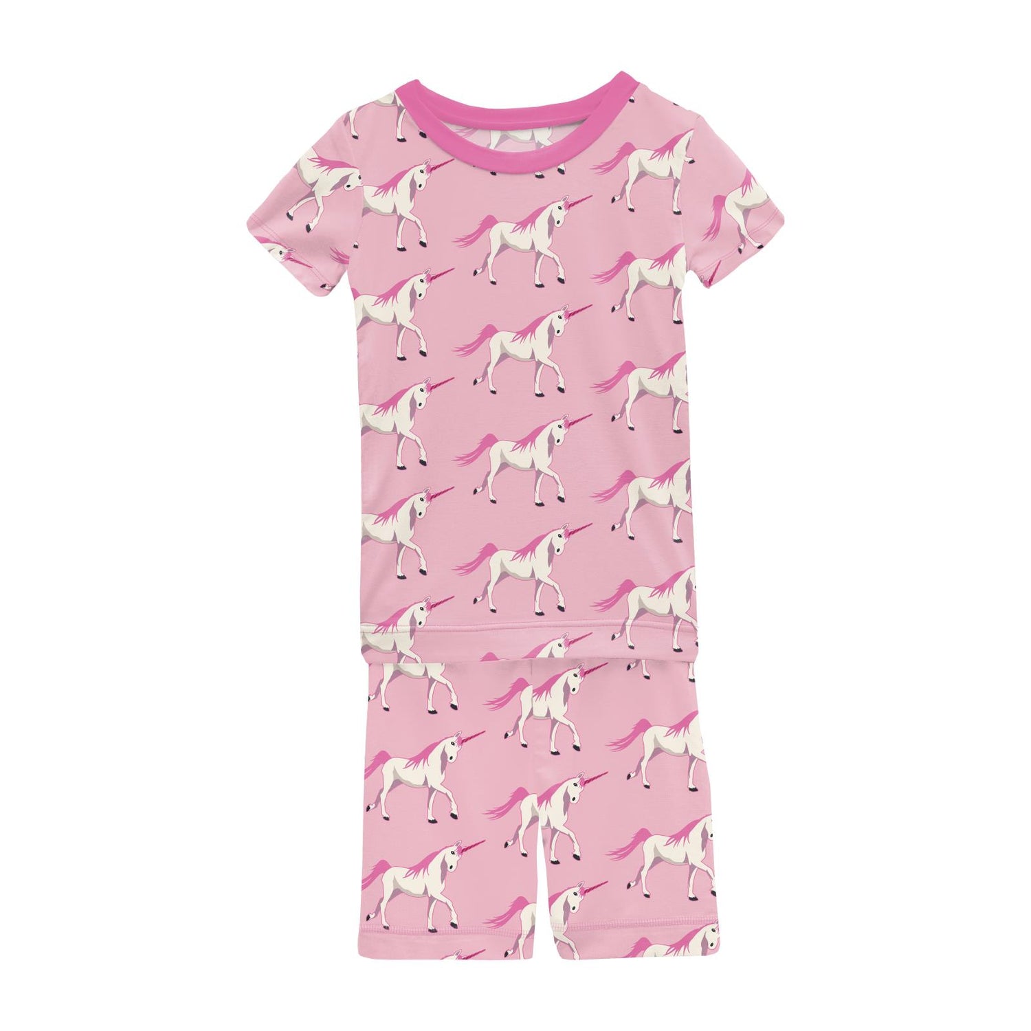 Print Short Sleeve Pajama Set with Shorts in Cake Pop Prancing Unicorn